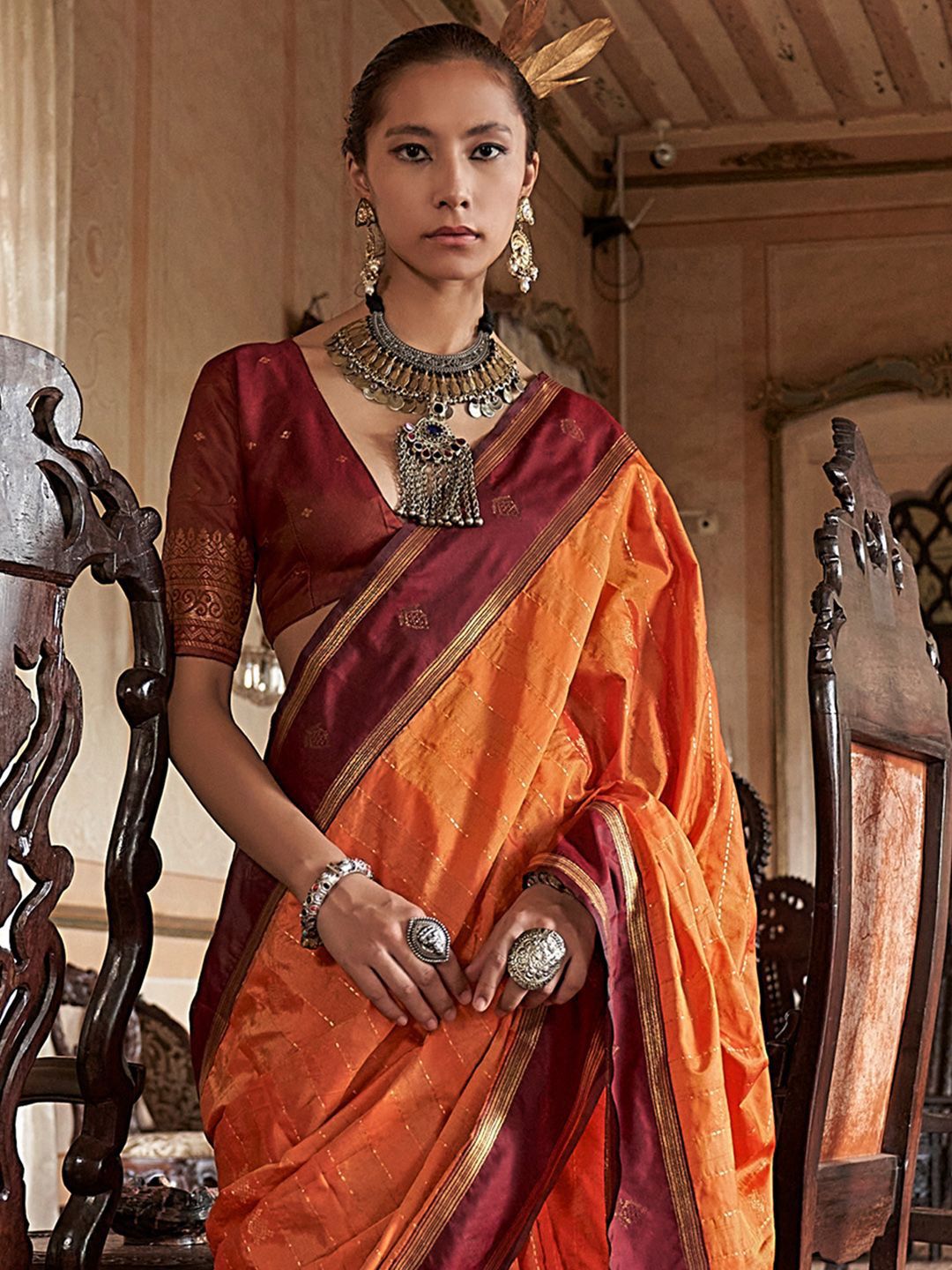 all about you Striped Zari Tussar Saree-image-27