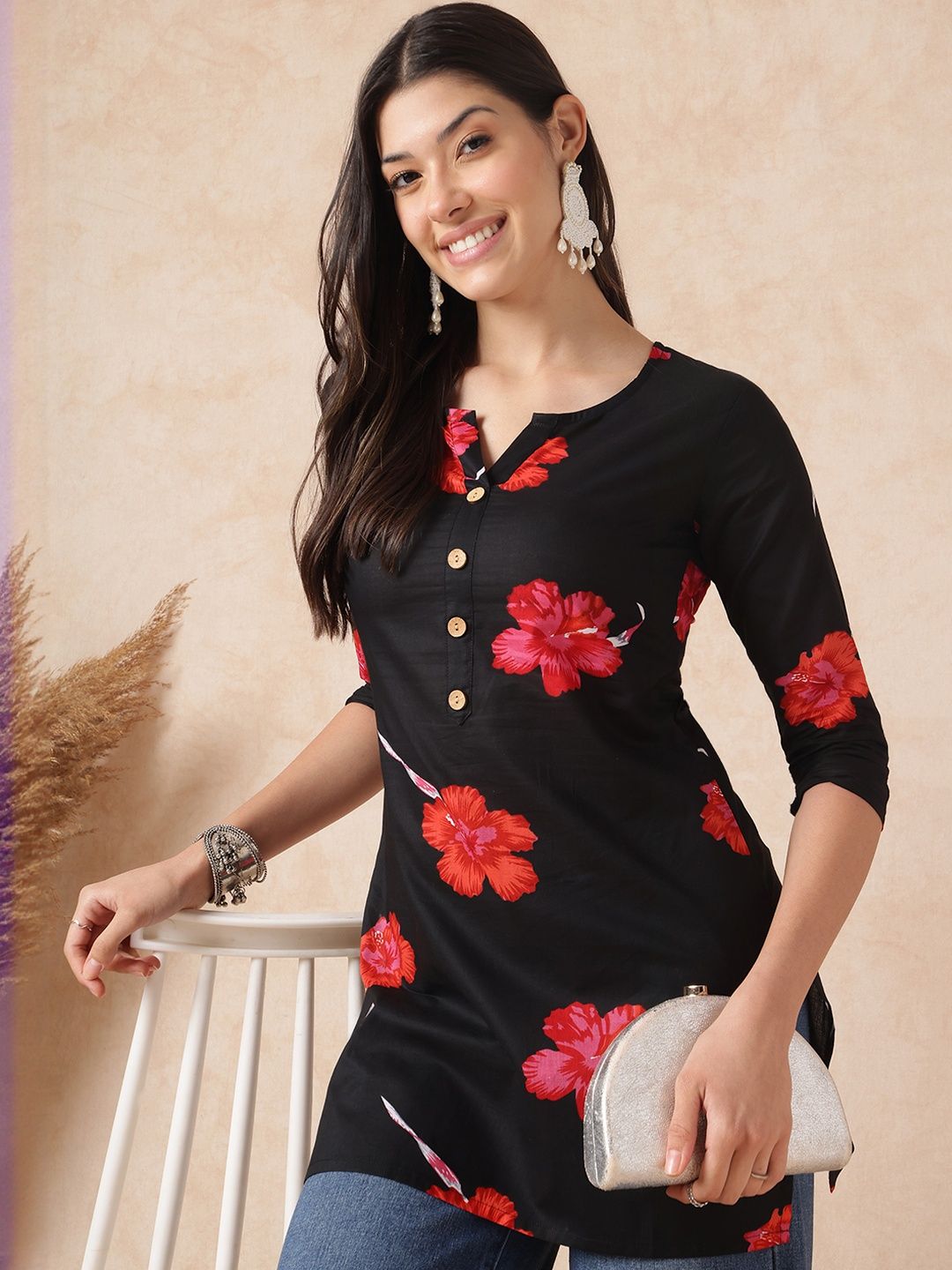 KALINI Women Black Floral Printed Top-picture-35