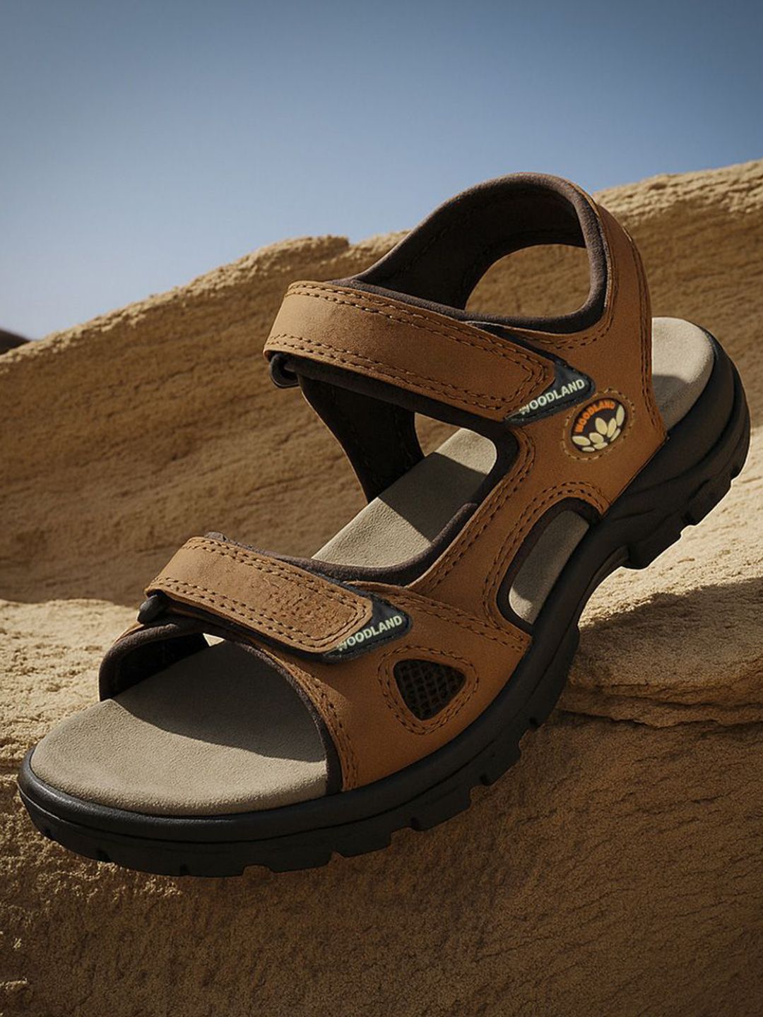 Woodland Men Leather Velcro Comfort Sandals-picture-20