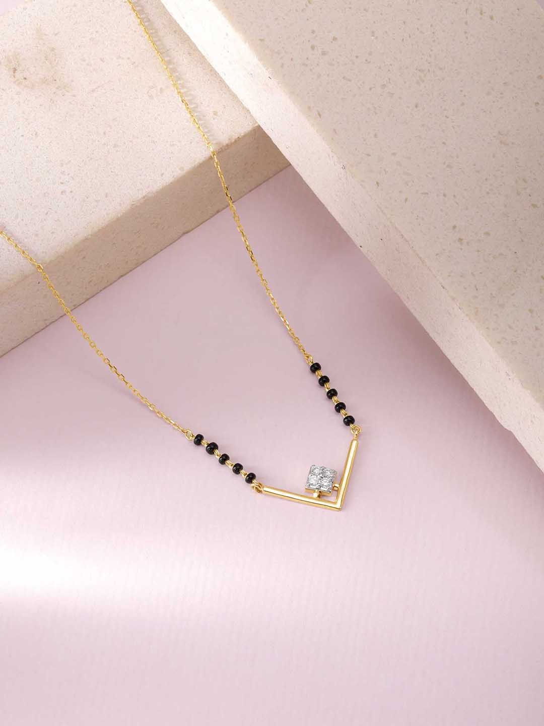 Mia by Tanishq 14KT Gold & Diamond Elegant Edge Necklace-picture-11