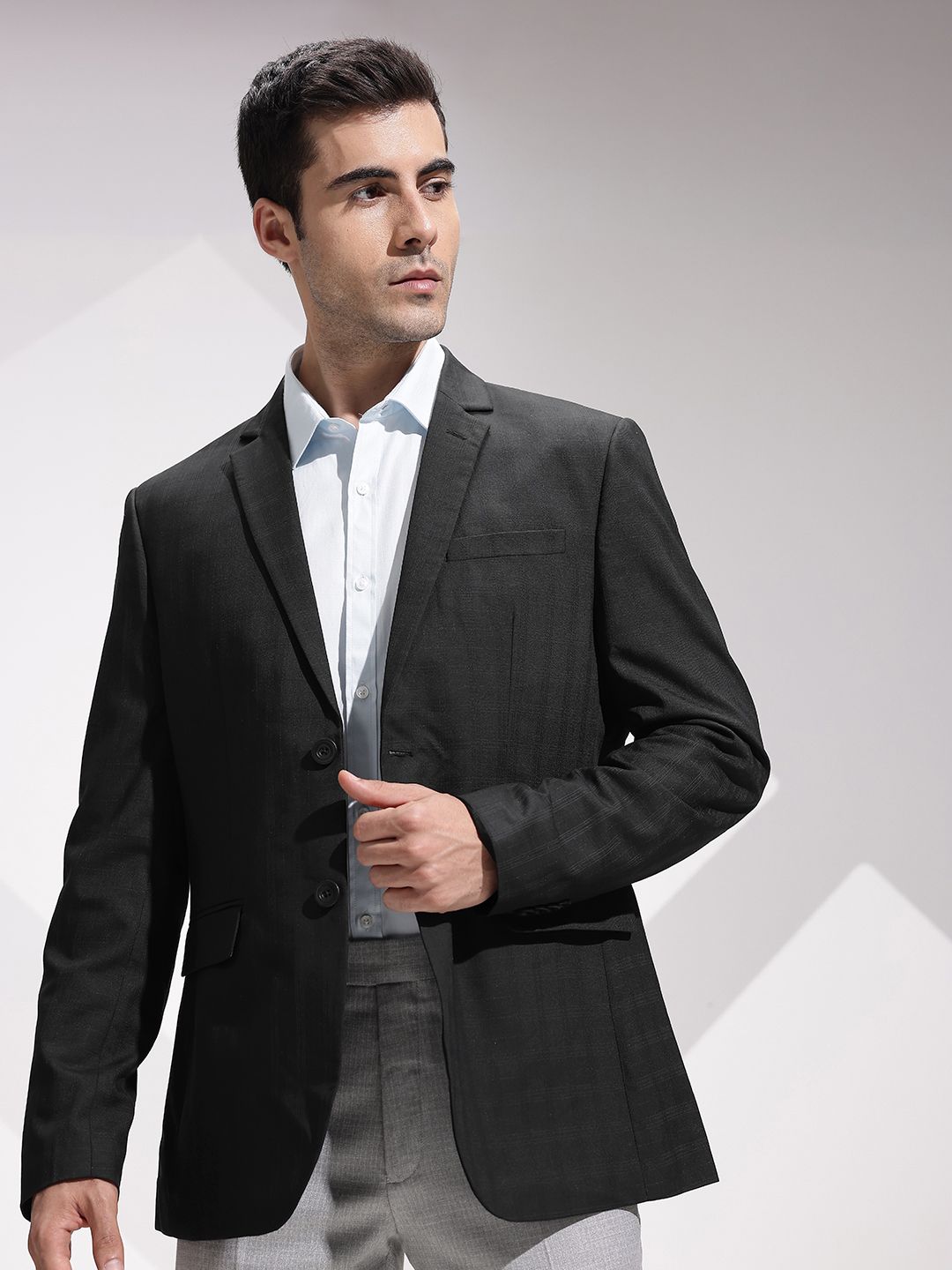 INVICTUS Slim Fit Checked Notched Lapel Single-Breasted Formal Blazers-picture-36