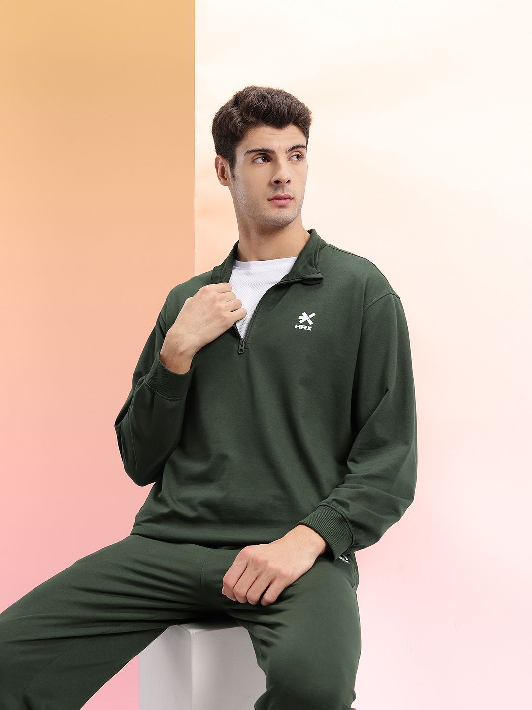 HRX by Hrithik Roshan Mock Collar Relaxed Fit Lifestyle Zip-Up Tracksuit-picture-28