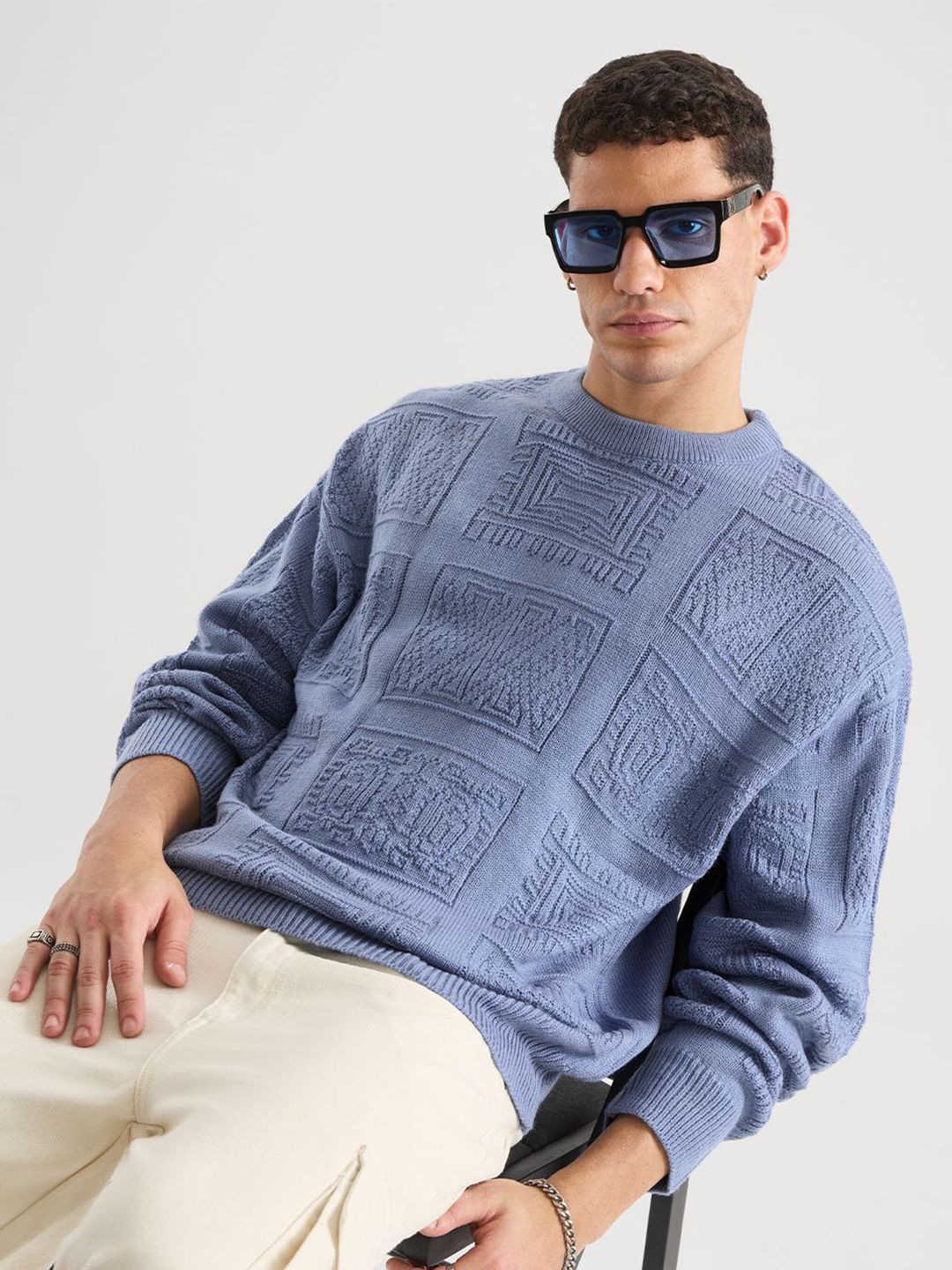 The Souled Store Men Self Design Long Sleeves Pullover-picture-50