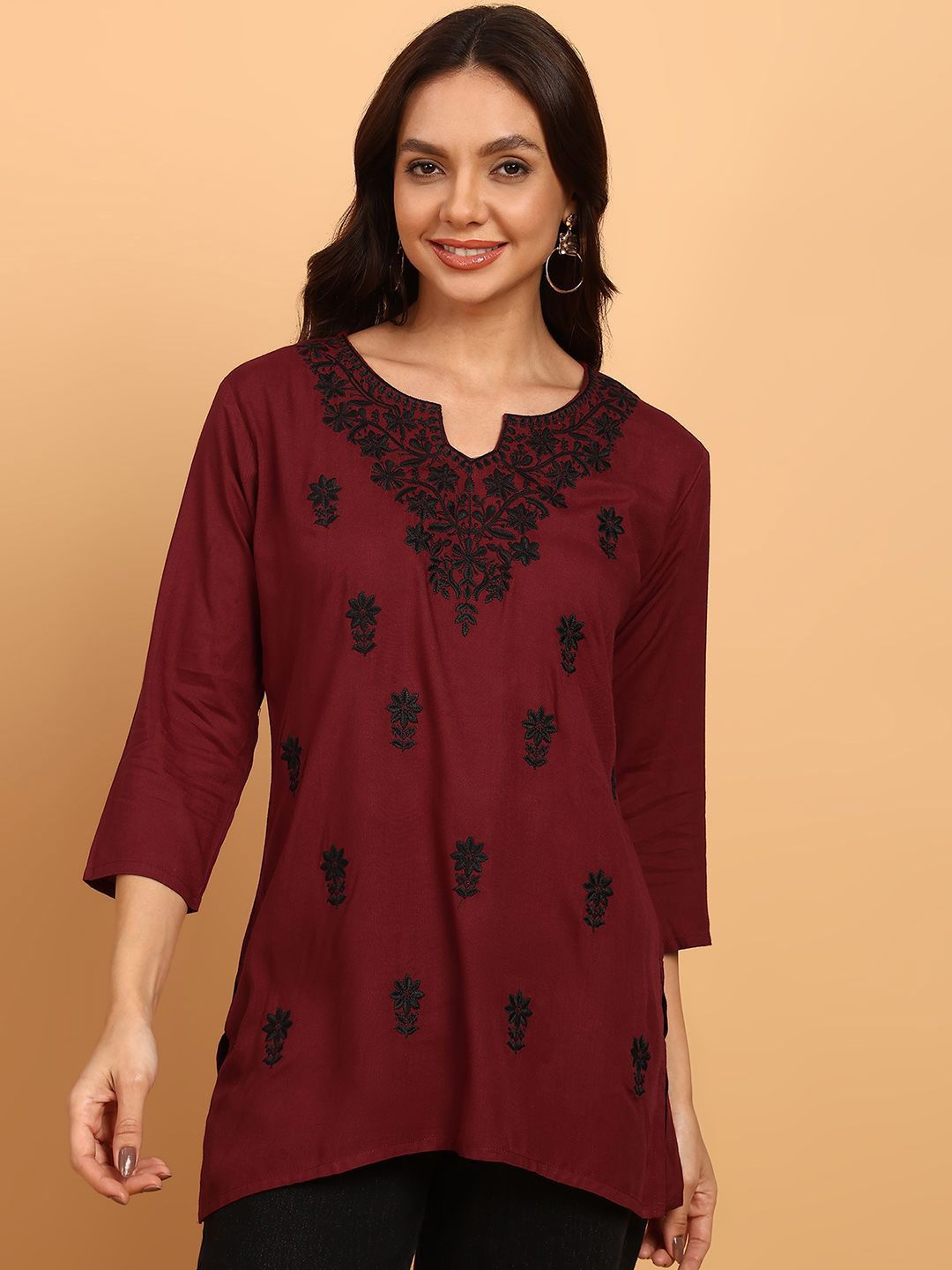 TOP N THREAD Women Floral Embroidered Chikankari Kurti-picture-12
