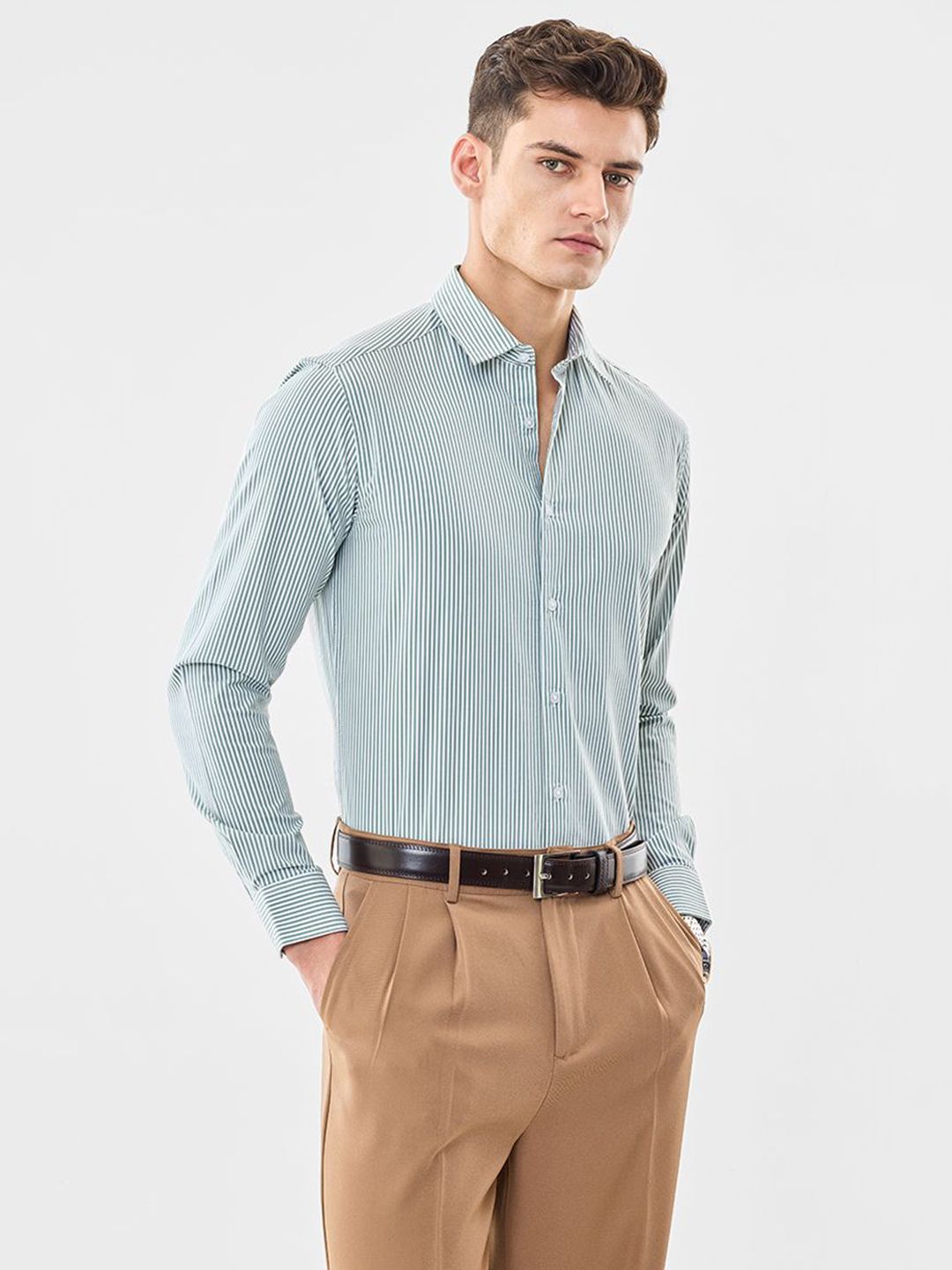 Snitch Slim Fit Vertical Striped Long Sleeves Shirt-picture-21