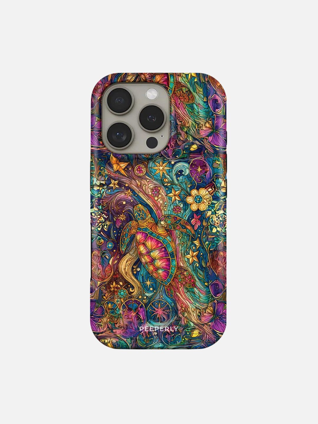 PEEPERLY Women iPhone 13 Turtle Floral Impact Resistant Crystal Back Case-picture-23