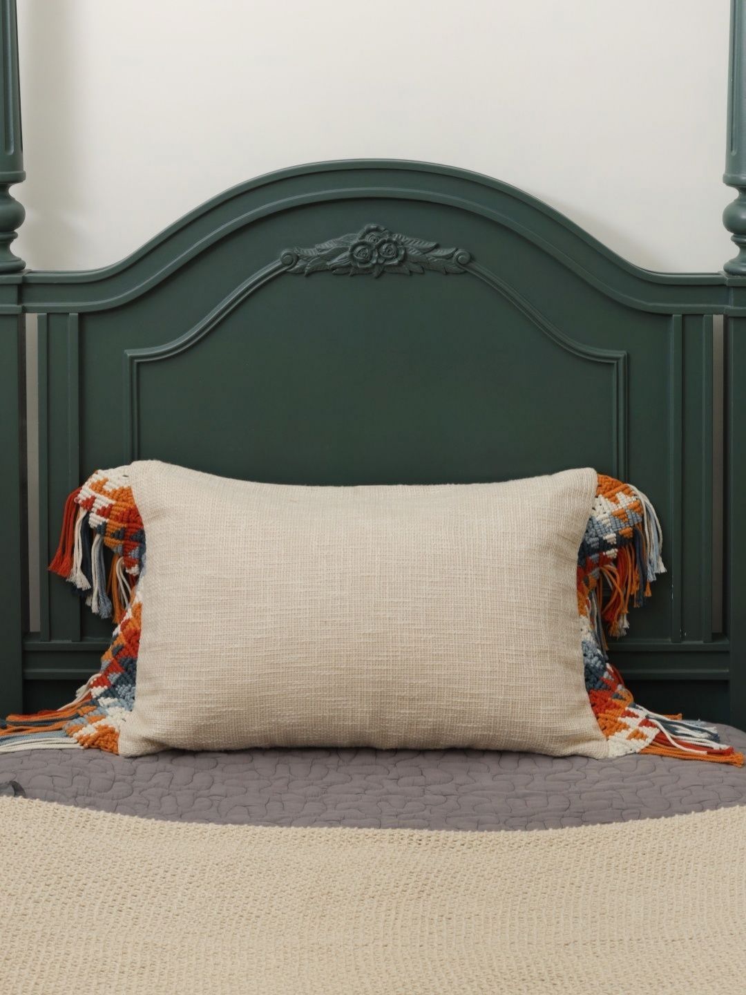 Revive Home Off White & Yellow Cotton Rectangle Cushion Covers-picture-18