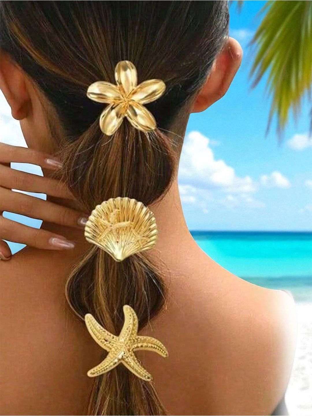 OOMPH Women Set of 3 Embellished Ponytail Holders-image-40