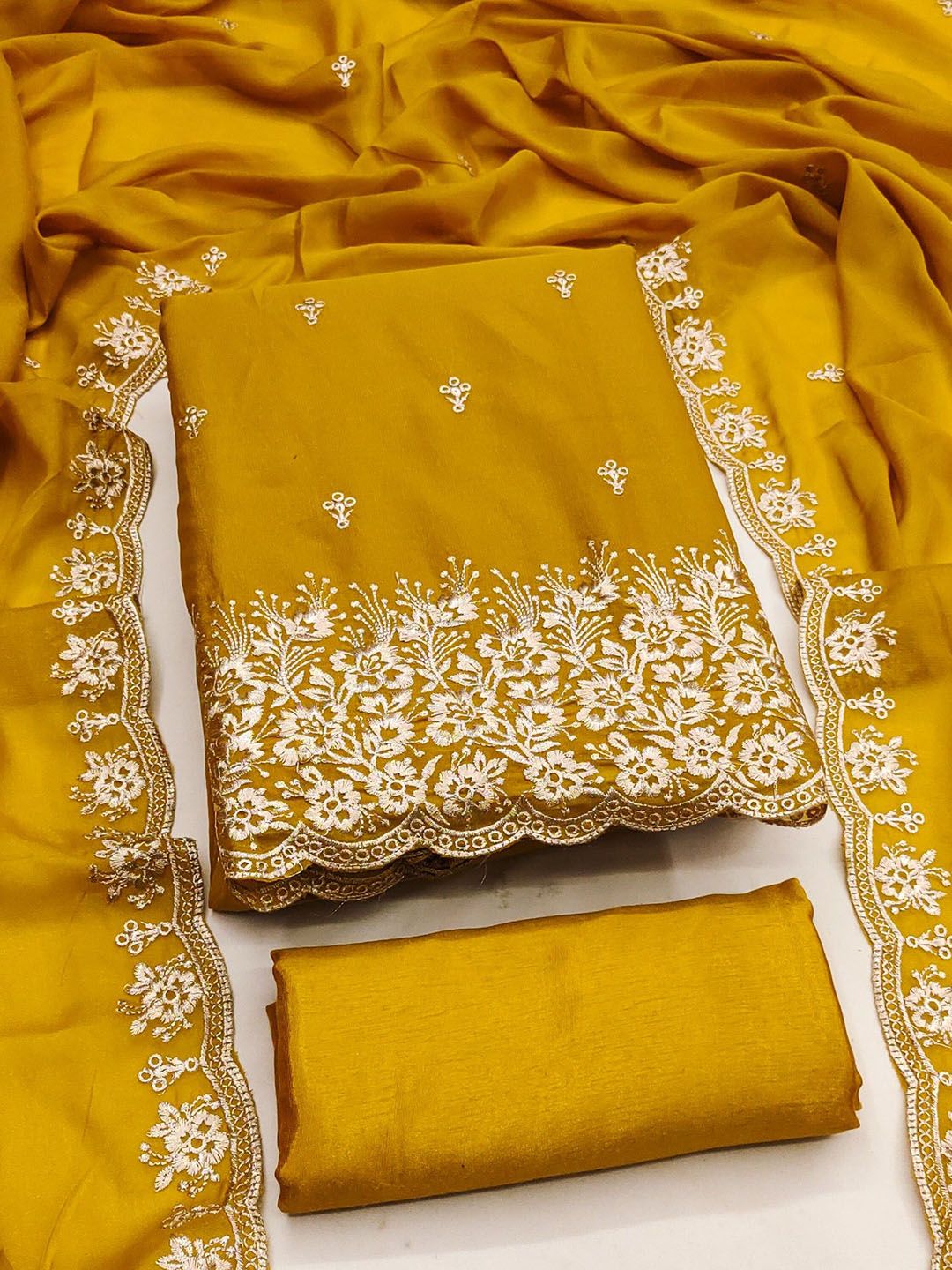 Panzora Floral Embroidered Unstitched Dress Material-picture-24