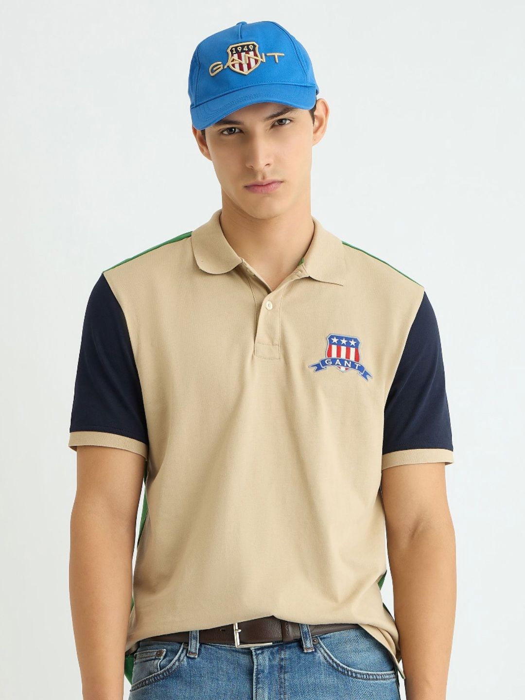 GANT Colourblocked Polo Collar Pure Cotton T-shirt