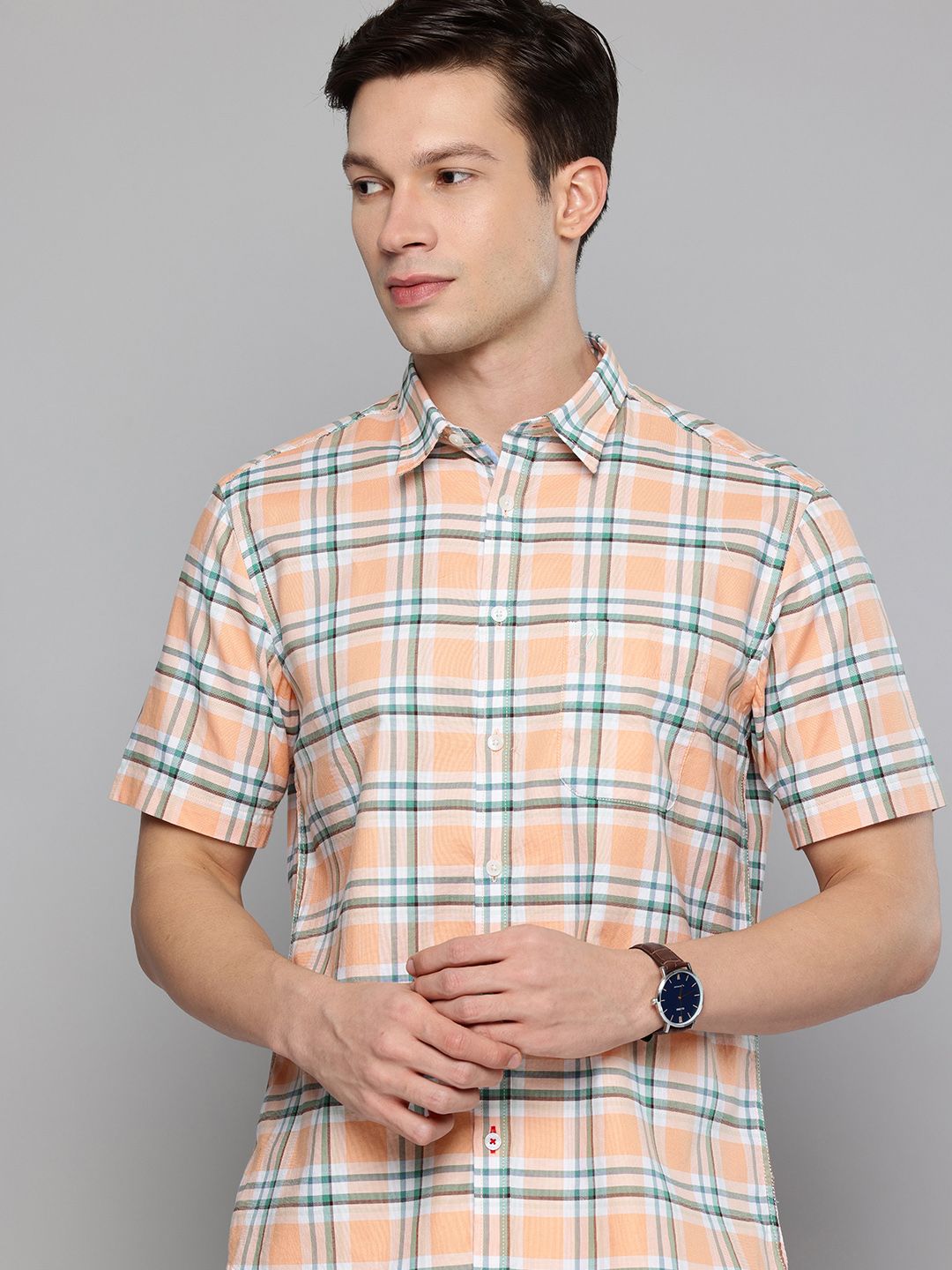 Indian Terrain Classic Fit Checked Pure Cotton Casual Shirt-picture-11