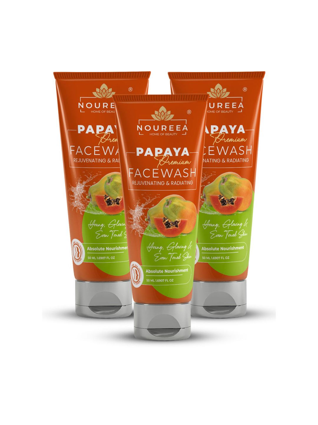 Noureea Set Of 3 Papaya Face Wash For Glowing & Even Toned Skin - 50 ml Each-image-37