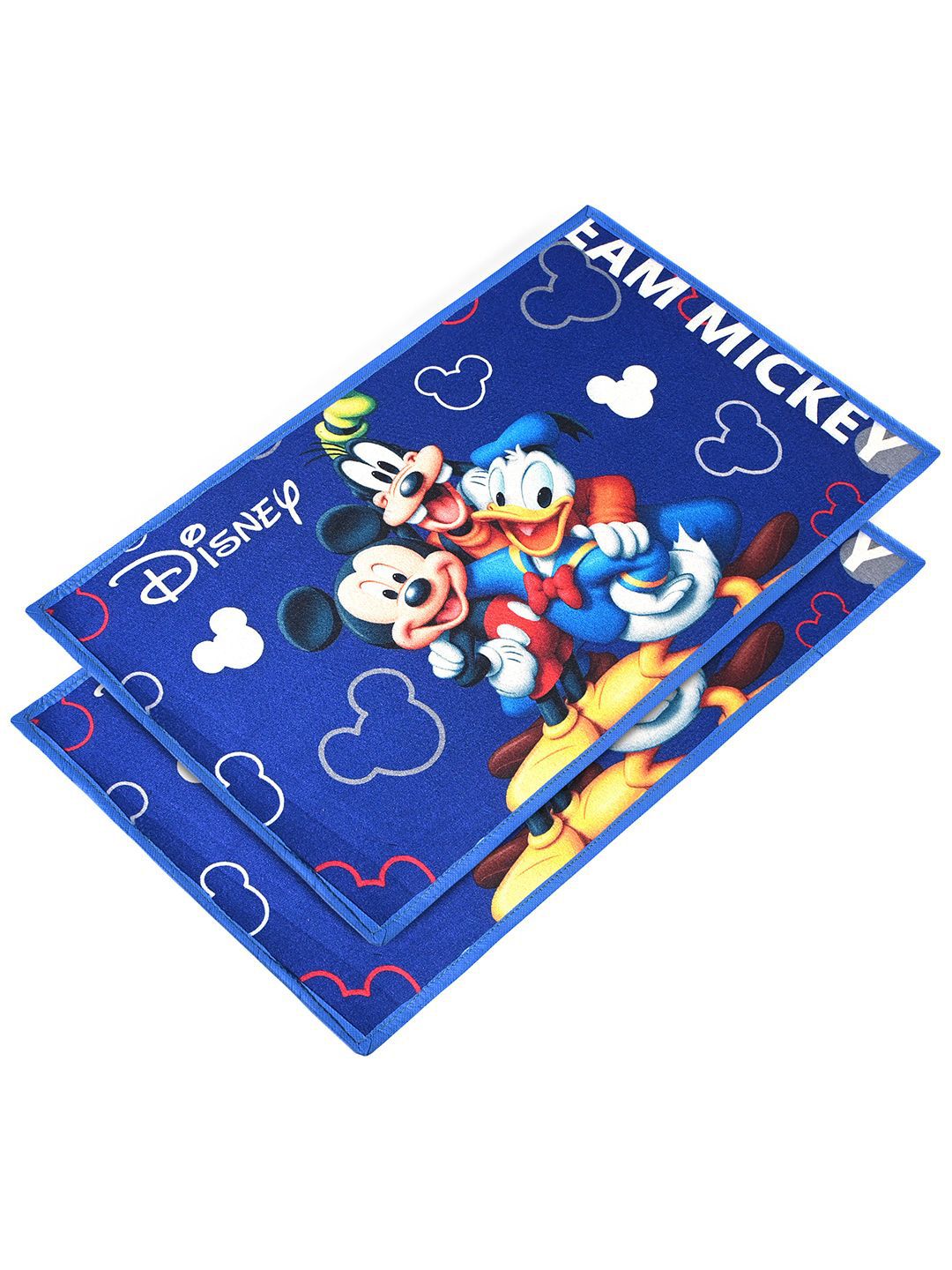 Kuber Industries 2Pcs Blue & White Disney Printed Anti-Skid Doormats-image-3