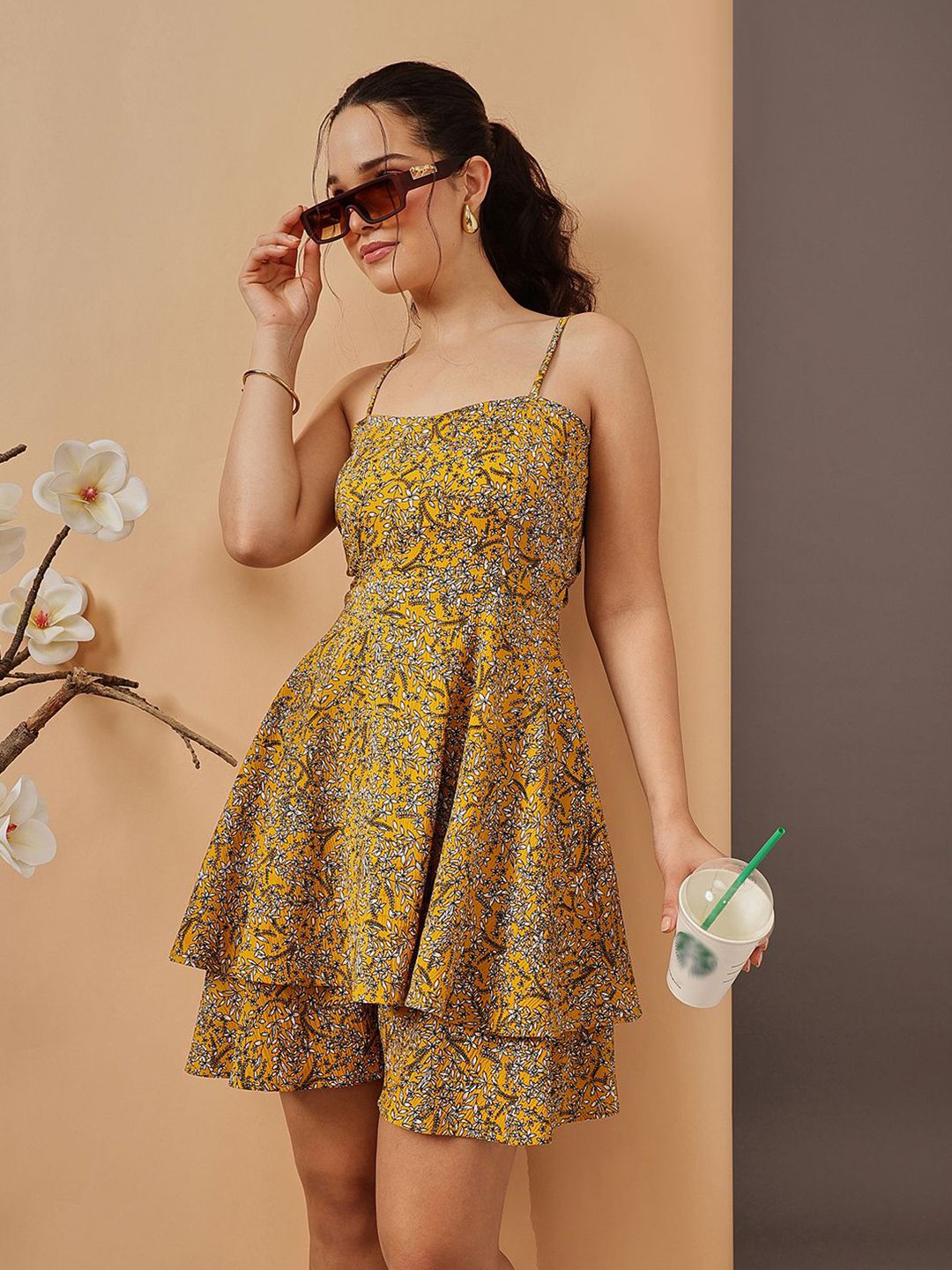 STREET 9 Women Floral Printed Shoulder Straps Playsuit Jumpsuit