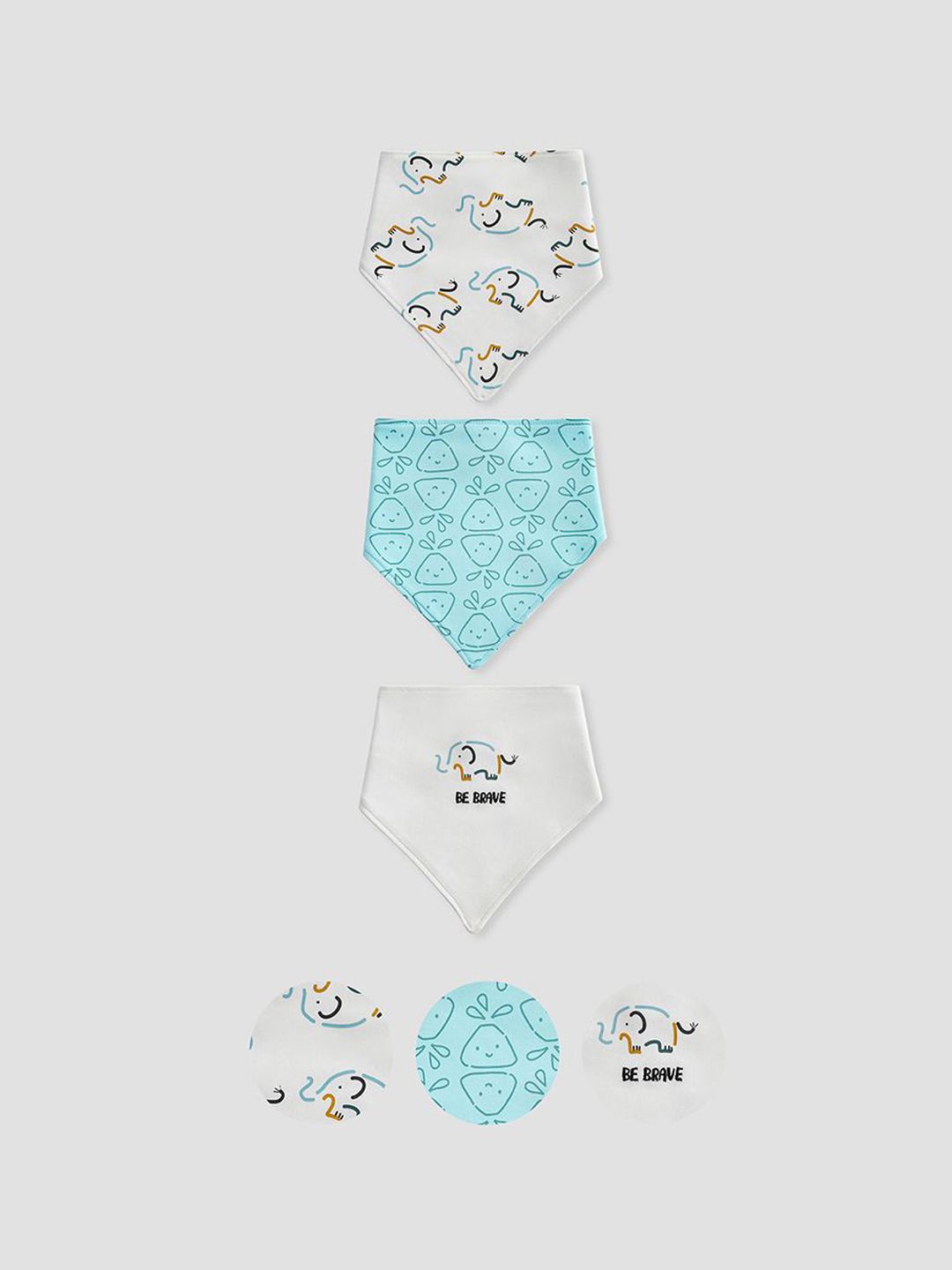 Juniors by Babyshop Infants Set Of 3 Printed Cotton Bibs-picture-29