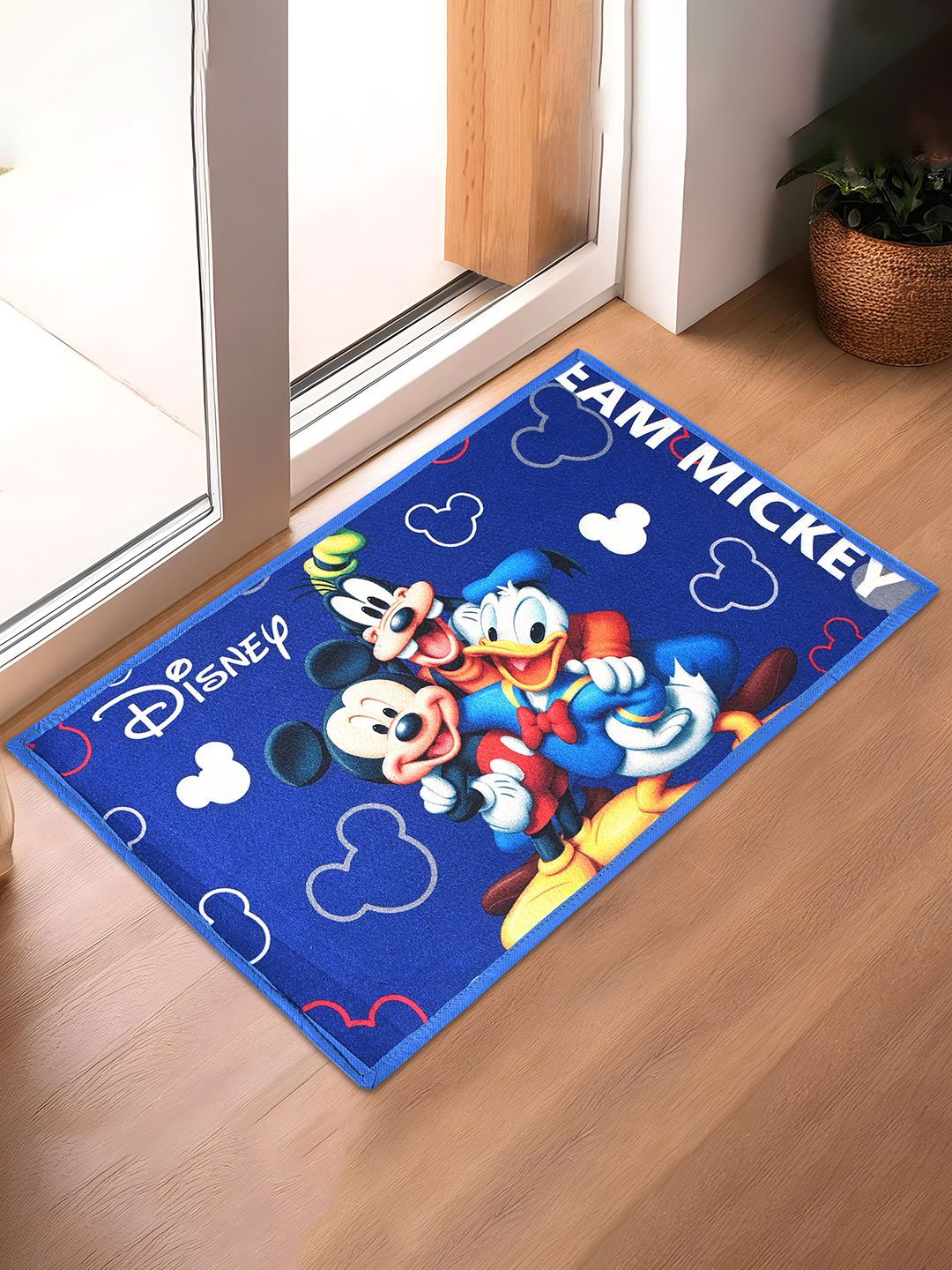 Kuber Industries Blue & White Disney Printed Anti-Skid Doormat-image-18