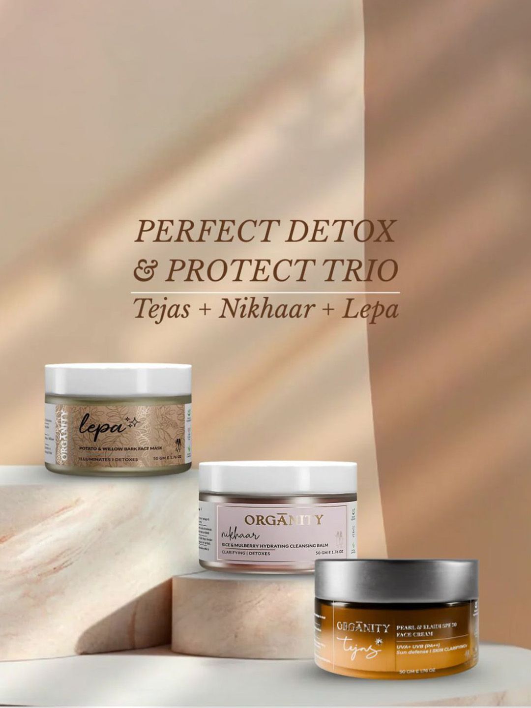 Organity Set Of 3 Tejas, Nikhaar & Lepa Detox & Protect Trio - 50 g Each-image-31