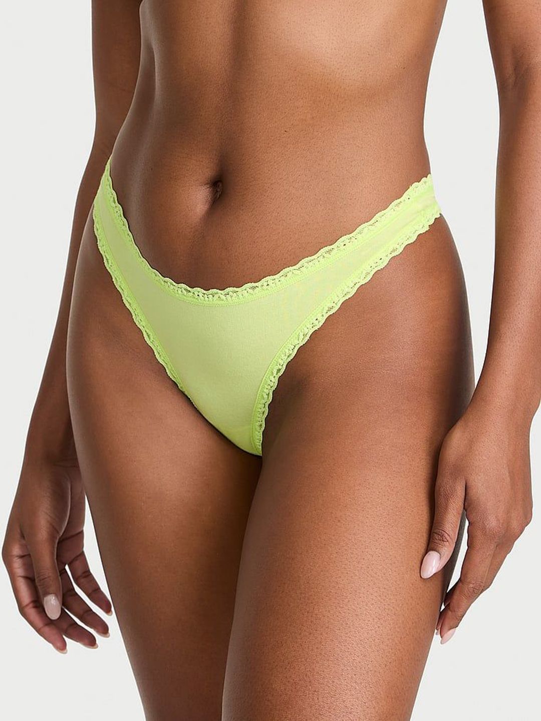 Victoria's Secret Women The Lacie Stretch Cotton Lace-Waist Thong Panty-picture-30