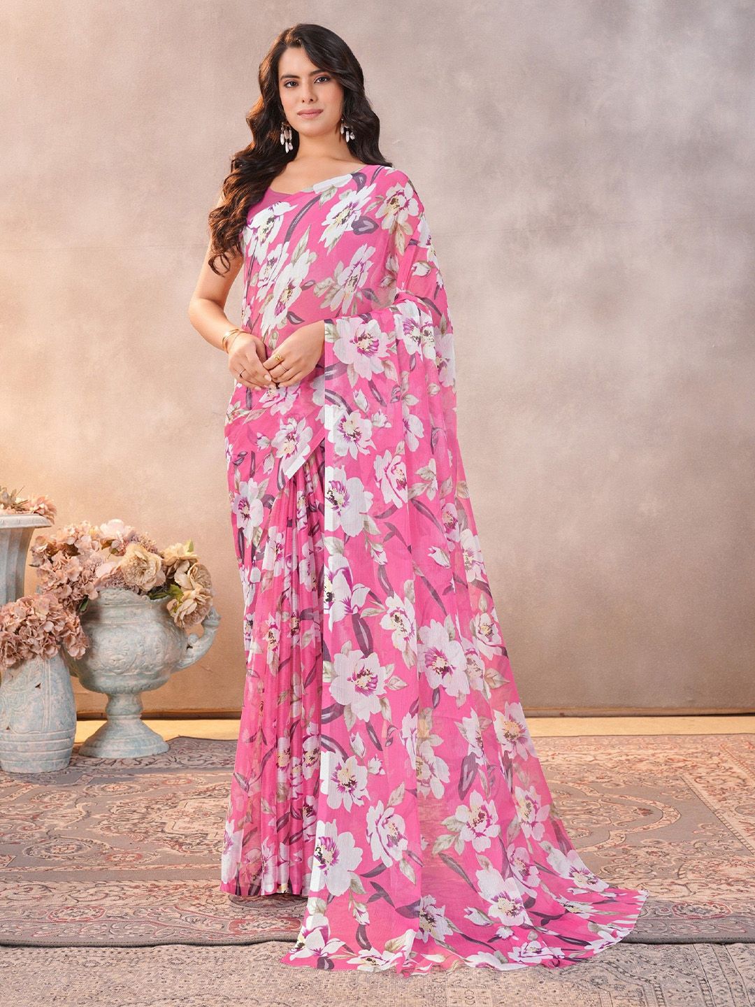 Garden Vareli Floral Printed Pure Chiffon Saree-picture-15