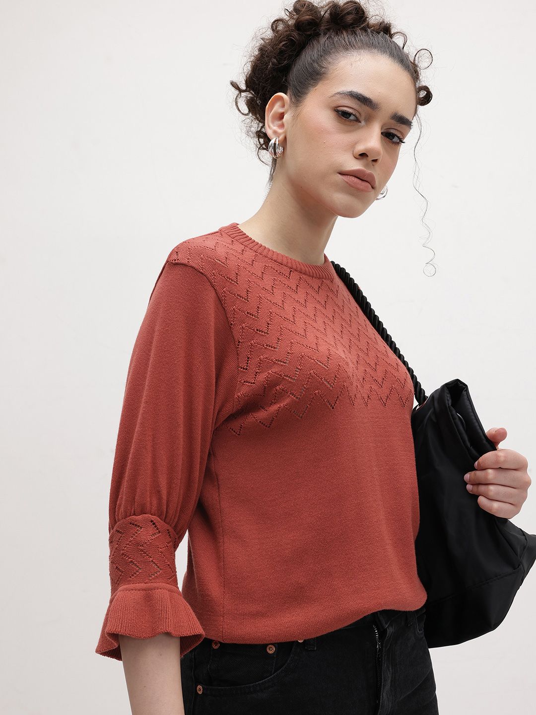 The Roadster Life Co. Open Knits Bell Sleeve Top-picture-30