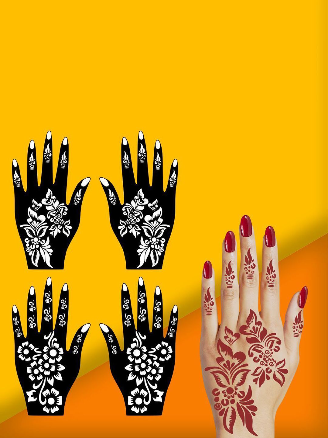 ORDERSHOCK Set Of 2 Mehndi Stencil Sticker-picture-17