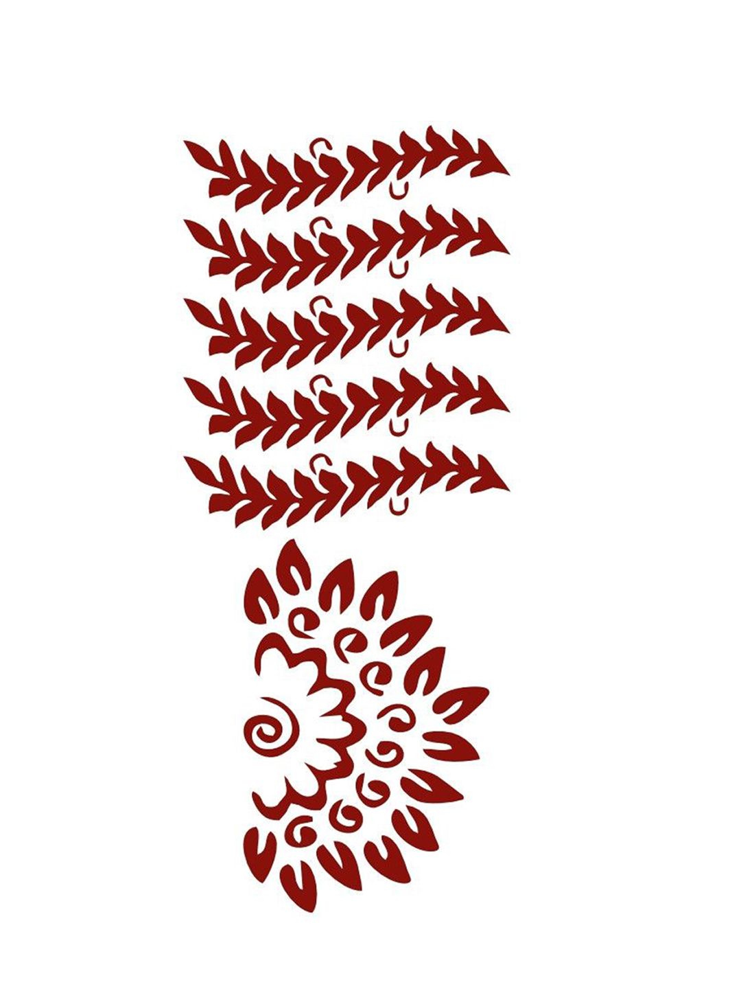 ORDERSHOCK Palm & Fingers Design With Beautiful Flower & Leaves Mehndi Sticker-picture-39