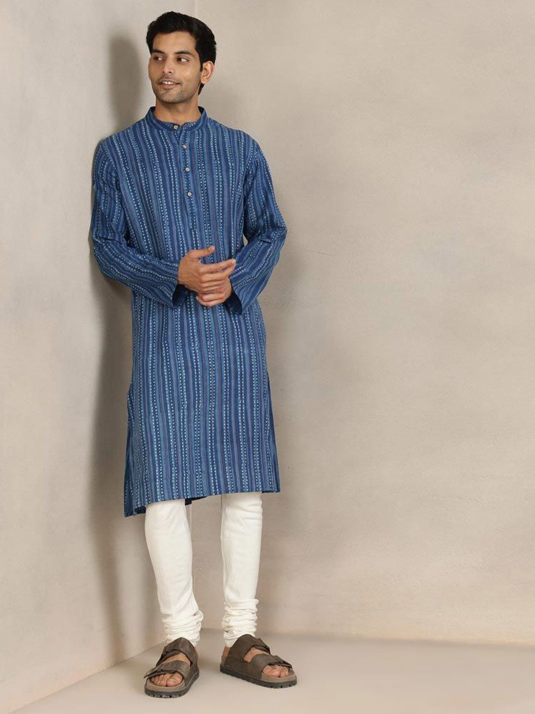 Fabindia Men Striped Daily Cotton Straight Kurta-picture-40