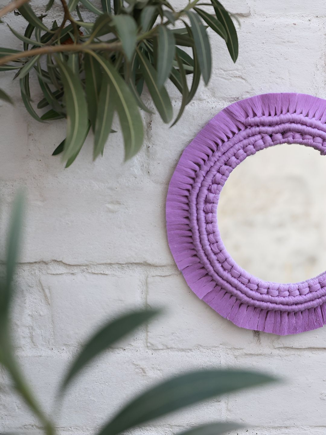 Story of Knots Purple Bohemian Handmade Macrame Round Wall Mirror-picture-16