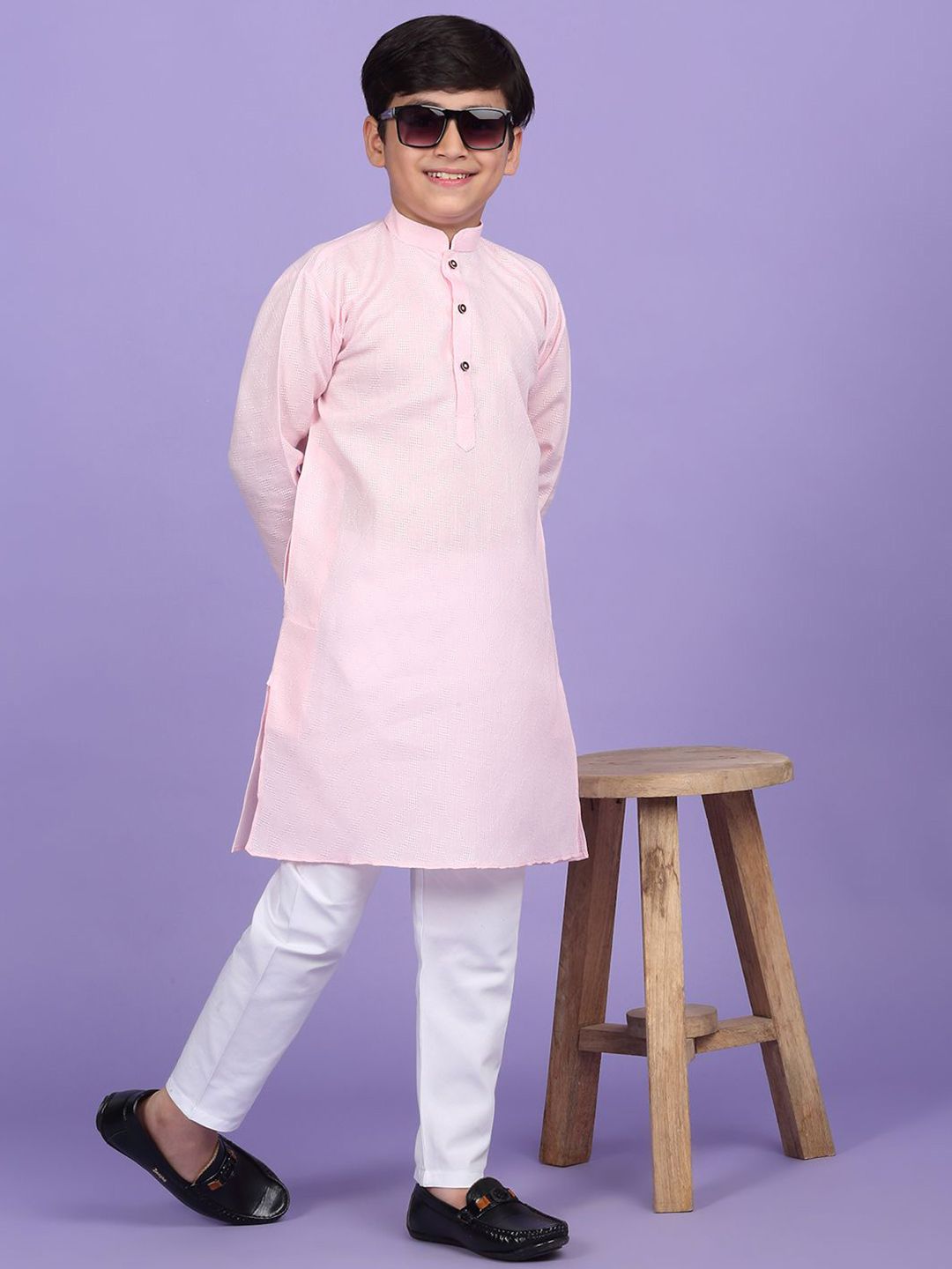 KRAFT INDIA Boys Woven Design Mandarin Collar Straight Kurta-picture-23