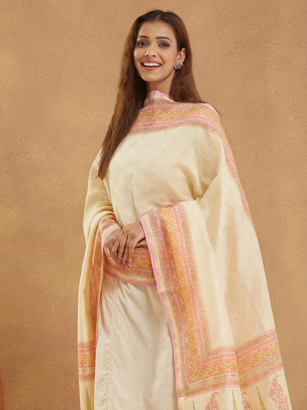 Fabindia Ethnic Motifs Printed Block Print Technique Cotton Silk Dupatta-picture-20