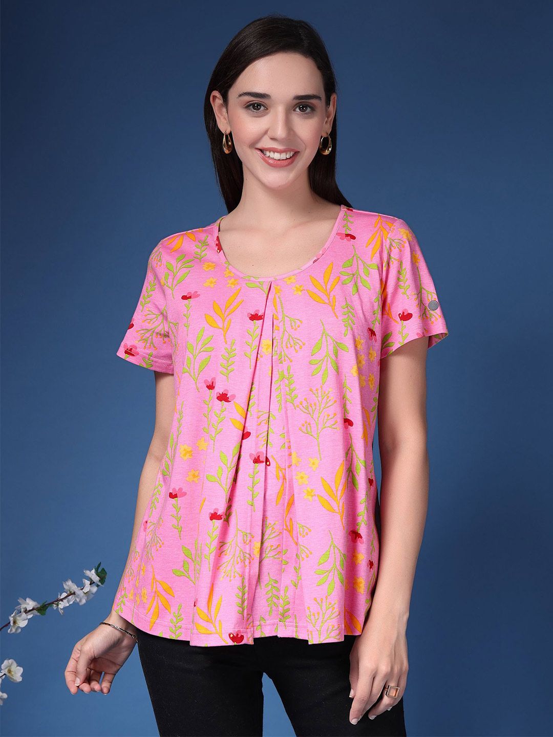 House Of Zelena Rosalie Women Floral Maternity & Nursing Top