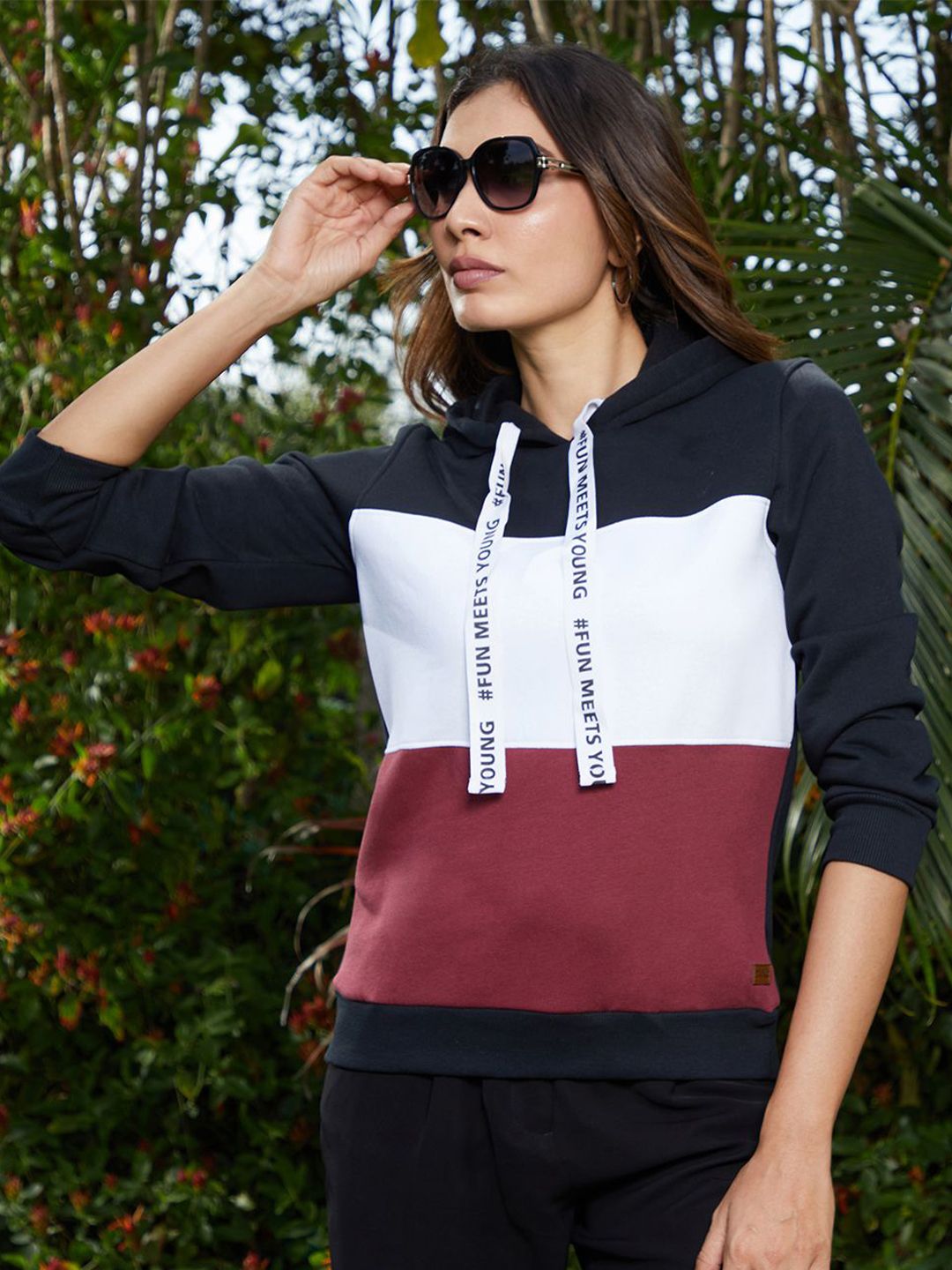 pinacolada Campus Sutra Women Colourblocked Hooded Sweatshirt-picture-40