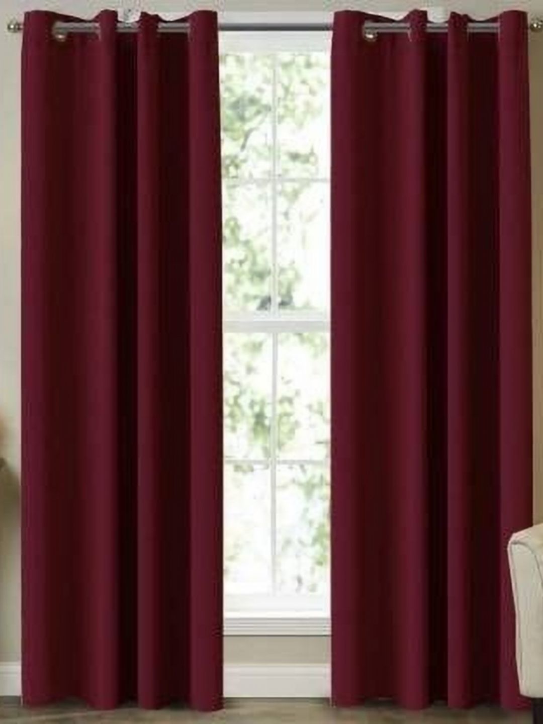 Aura Maroon 2 Pieces Window Curtains-picture-32