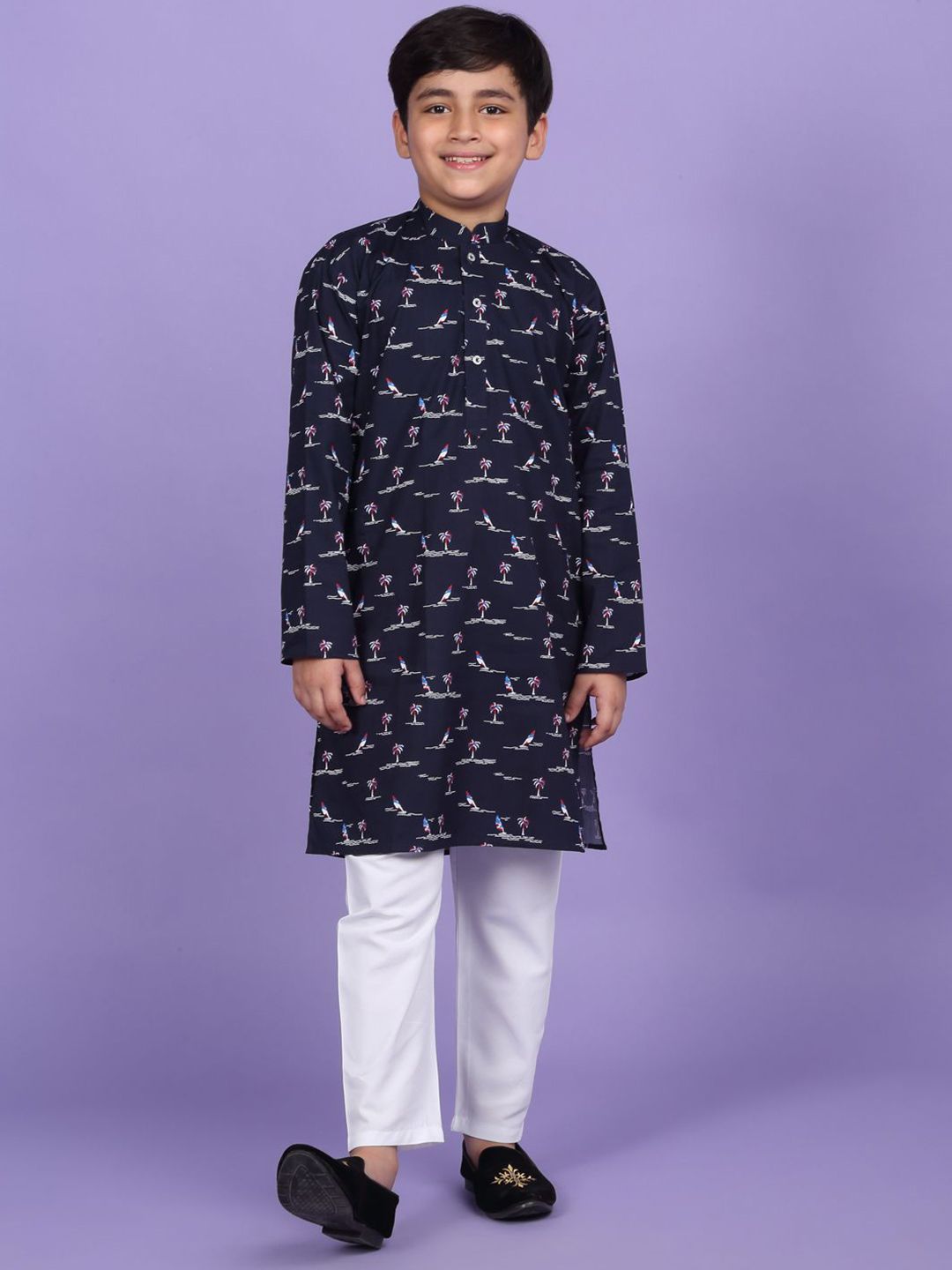 KRAFT INDIA Boys Abstract Printed Mandarin Collar Straight Kurta-picture-55