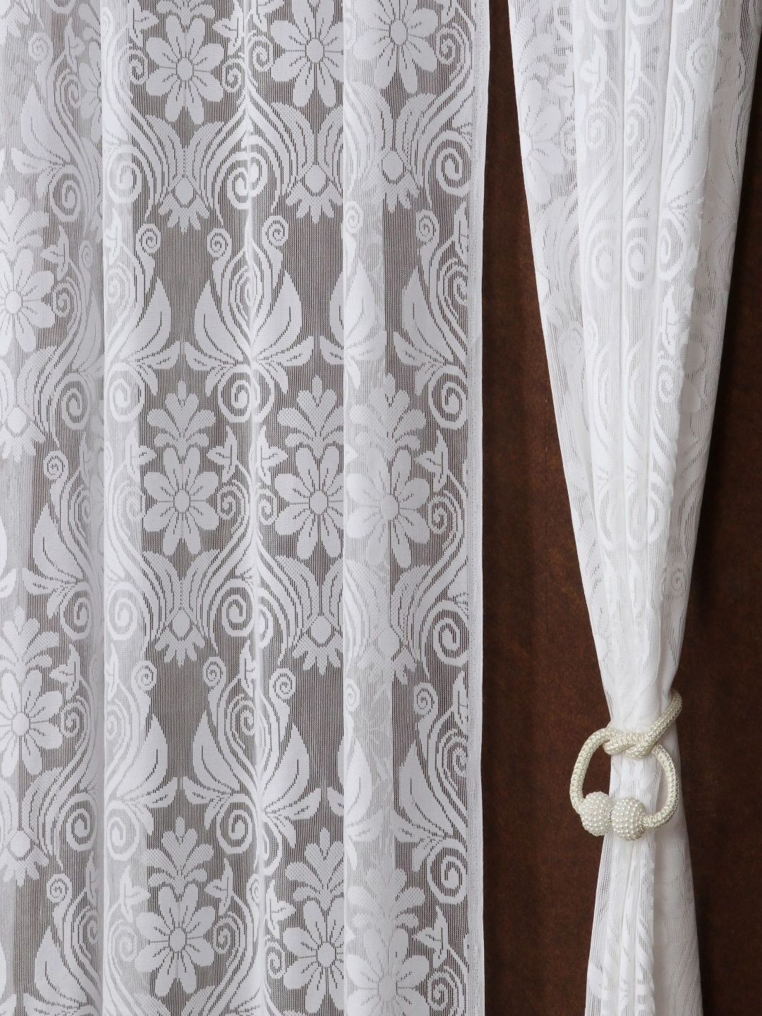 Aura White 2 Pieces Self Design Sheer Long Door Curtain-picture-25