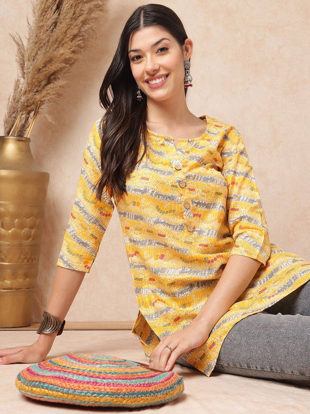 JANAKDULARI CREATION Women Printed Mandarin Collar Straight Kurti-picture-24