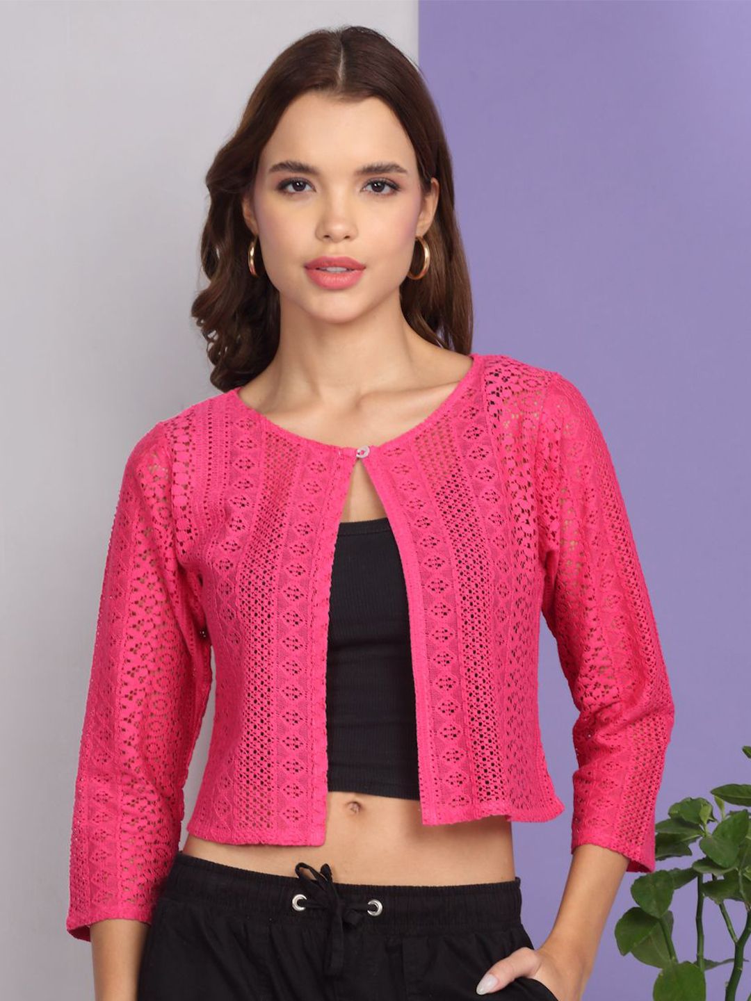 Dressitude Self Design Mandarin Collar Open Front Cotton Crop Shrug-picture-39