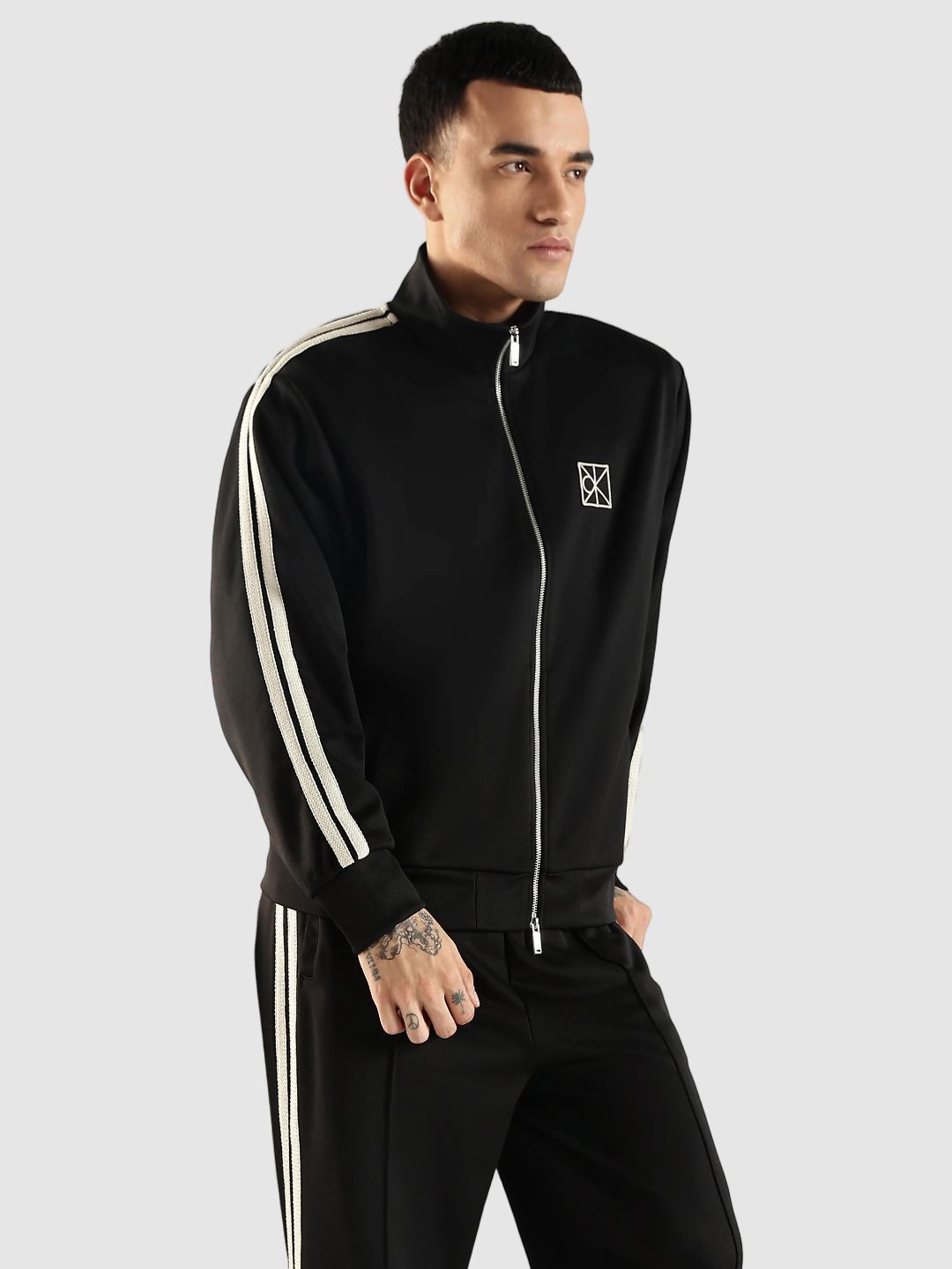 Calvin Klein Jeans Men Striped Mock Collar Sweatshirt-picture-54