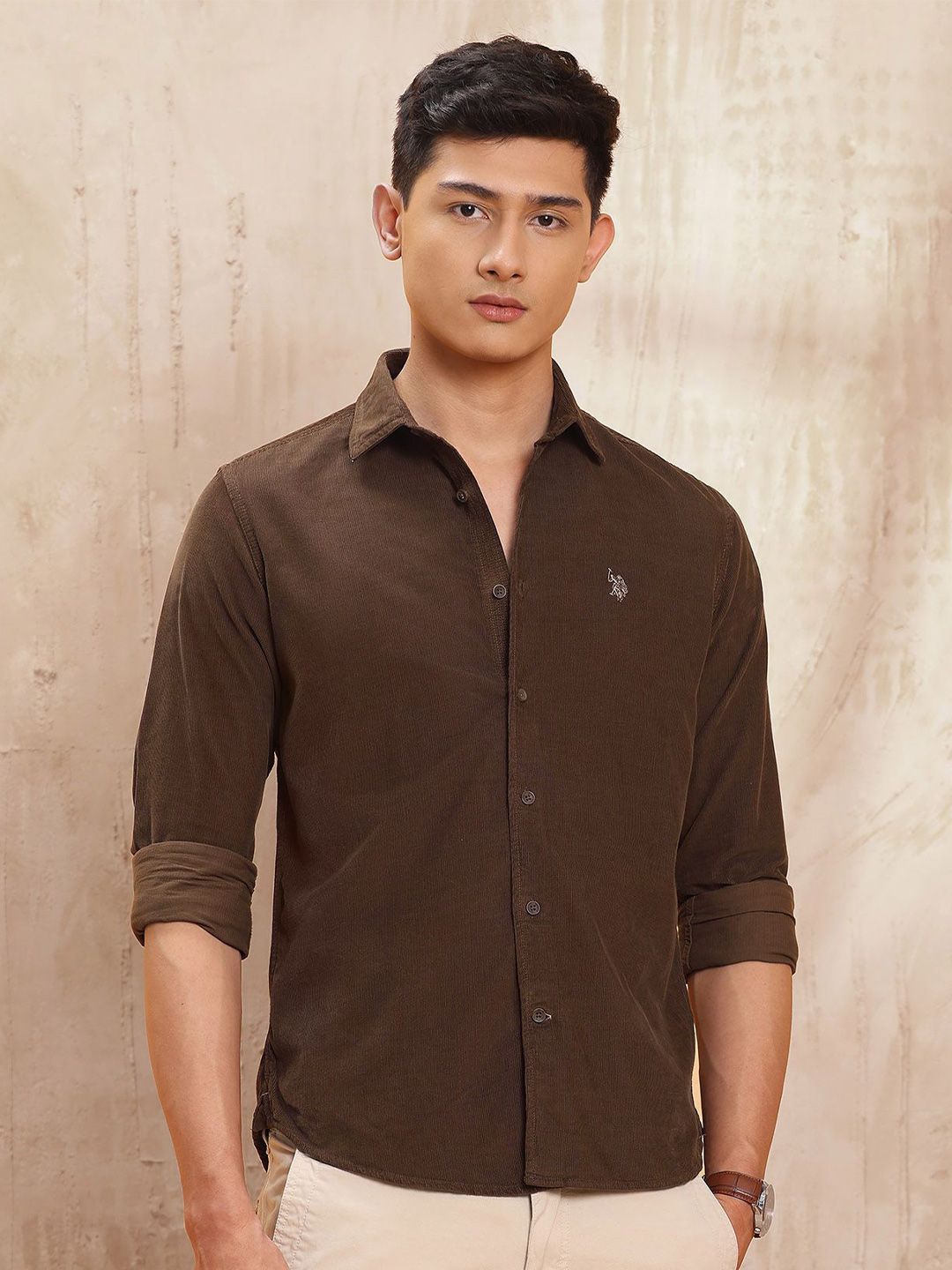 U.S. Polo Assn. Denim Co. Men Slim Fit Solid Spread Collar Pure Cotton Casual Shirt-picture-31