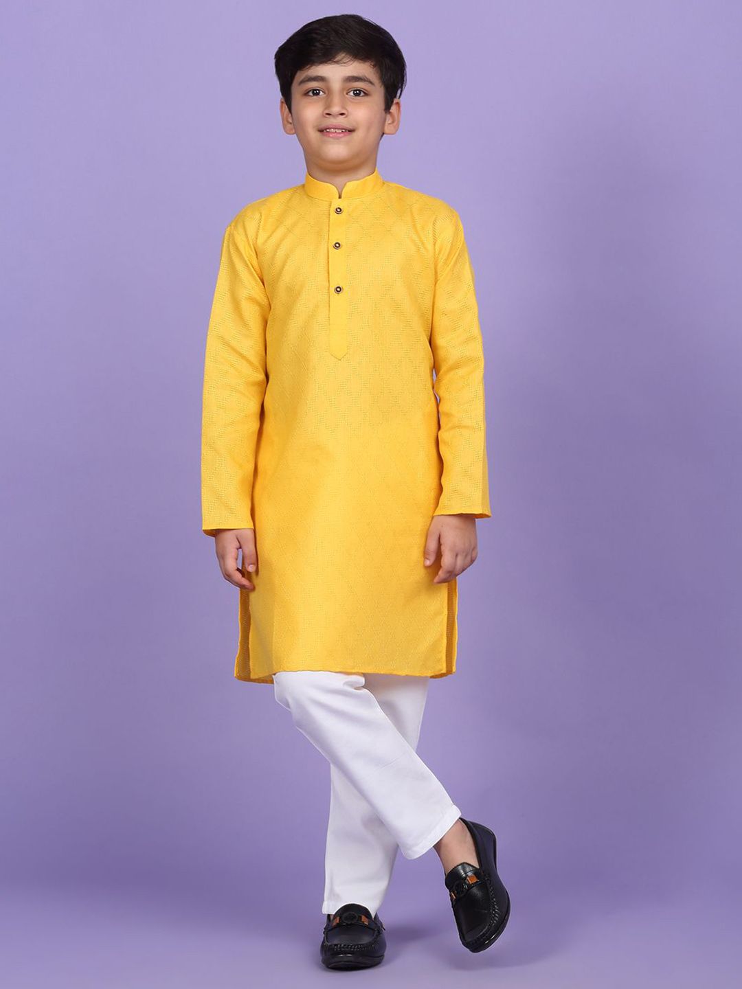 KRAFT INDIA Boys Geometric Woven Design Mandarin Collar Straight Kurta-picture-27