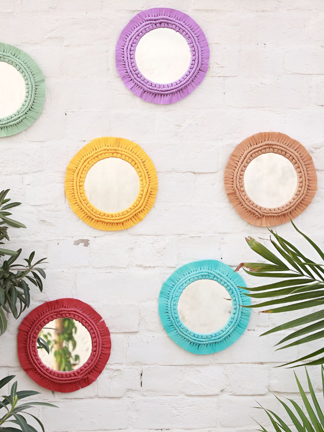 Story of Knots 6-Pcs Solid Bohemian Macrame Round Wall Mirrors-picture-49