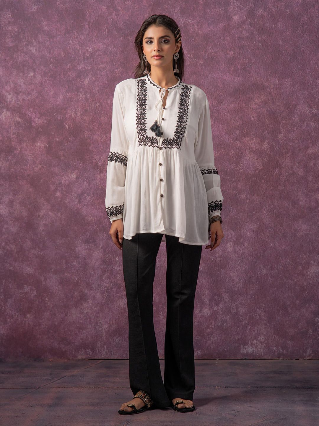 Juniper Women Embroidered Round Neck Tunic-picture-29