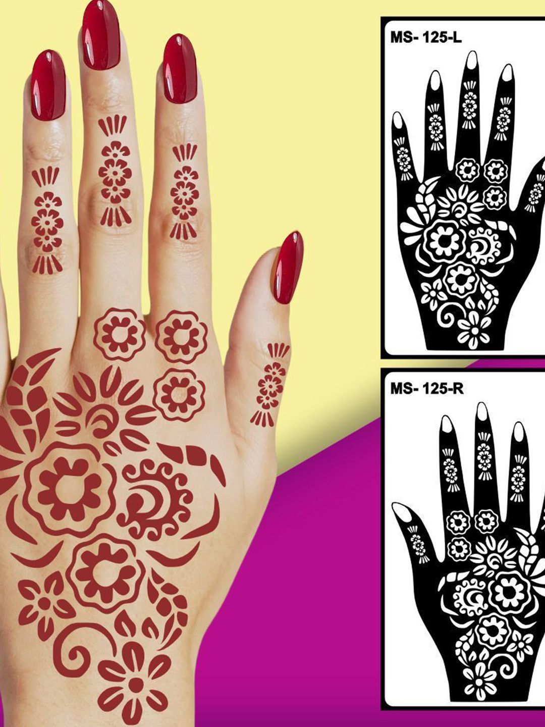 ORDERSHOCK Set Of 2 Mehndi Stencil Stickers-picture-19
