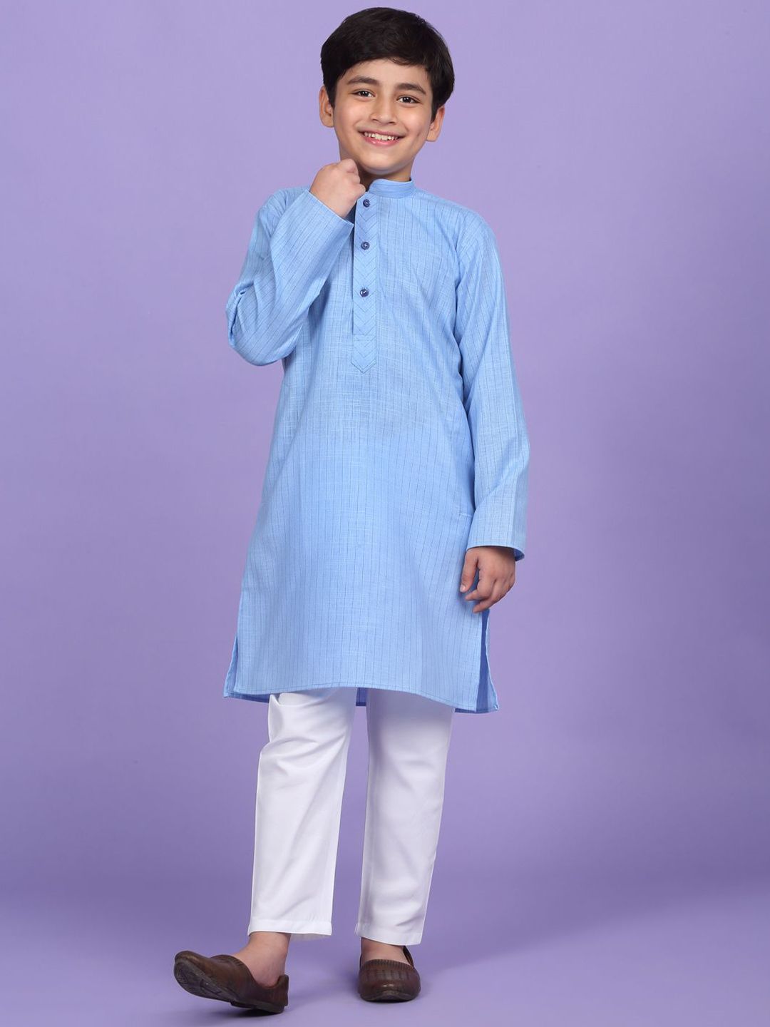 KRAFT INDIA Boys Striped Mandarin Collar Straight Kurta-picture-48