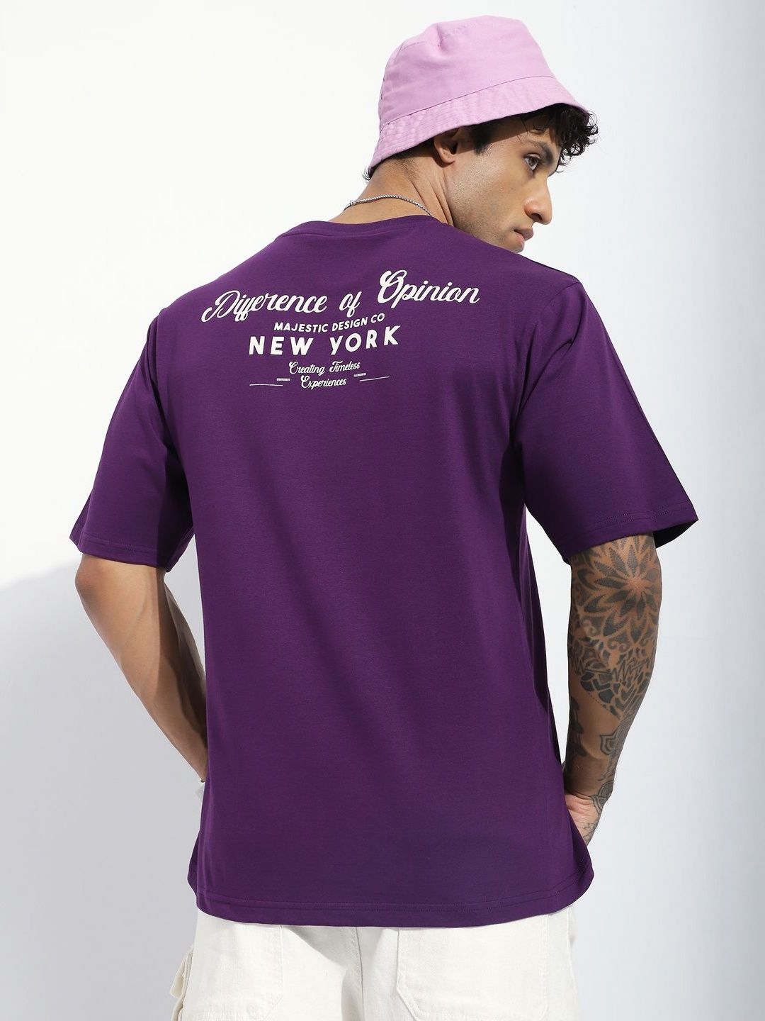 Difference of Opinion Men Typography Printed Round Neck Pure Cotton Oversized T-shirt-picture-27