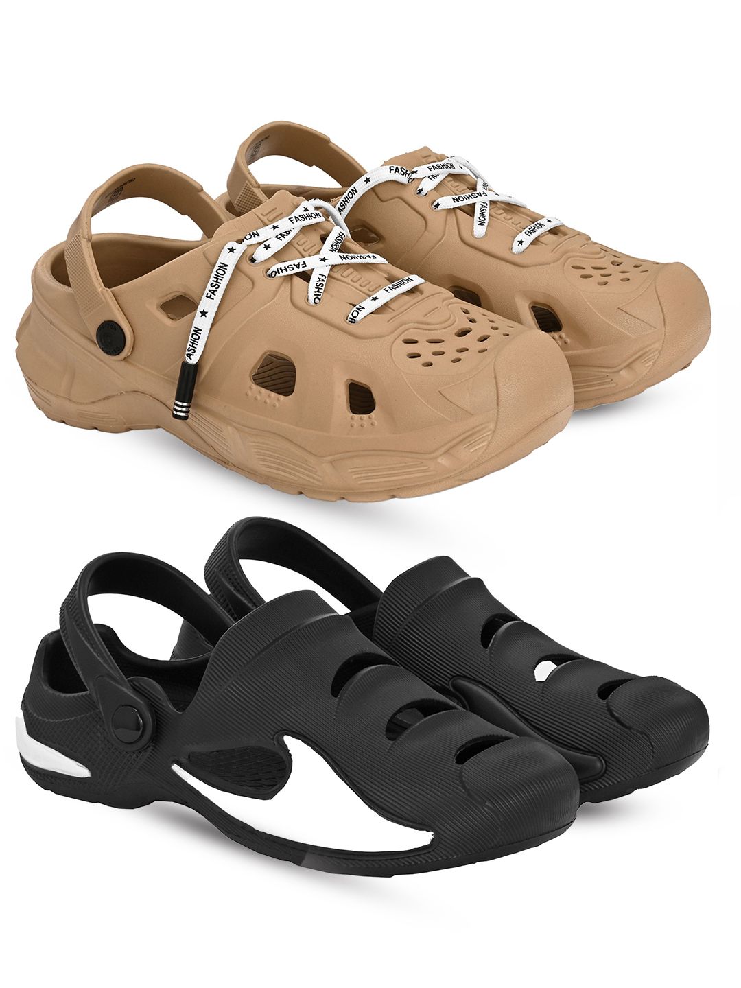 BIRDE Men Set Of 2 Self Design Clogs Flip Flops-picture-19