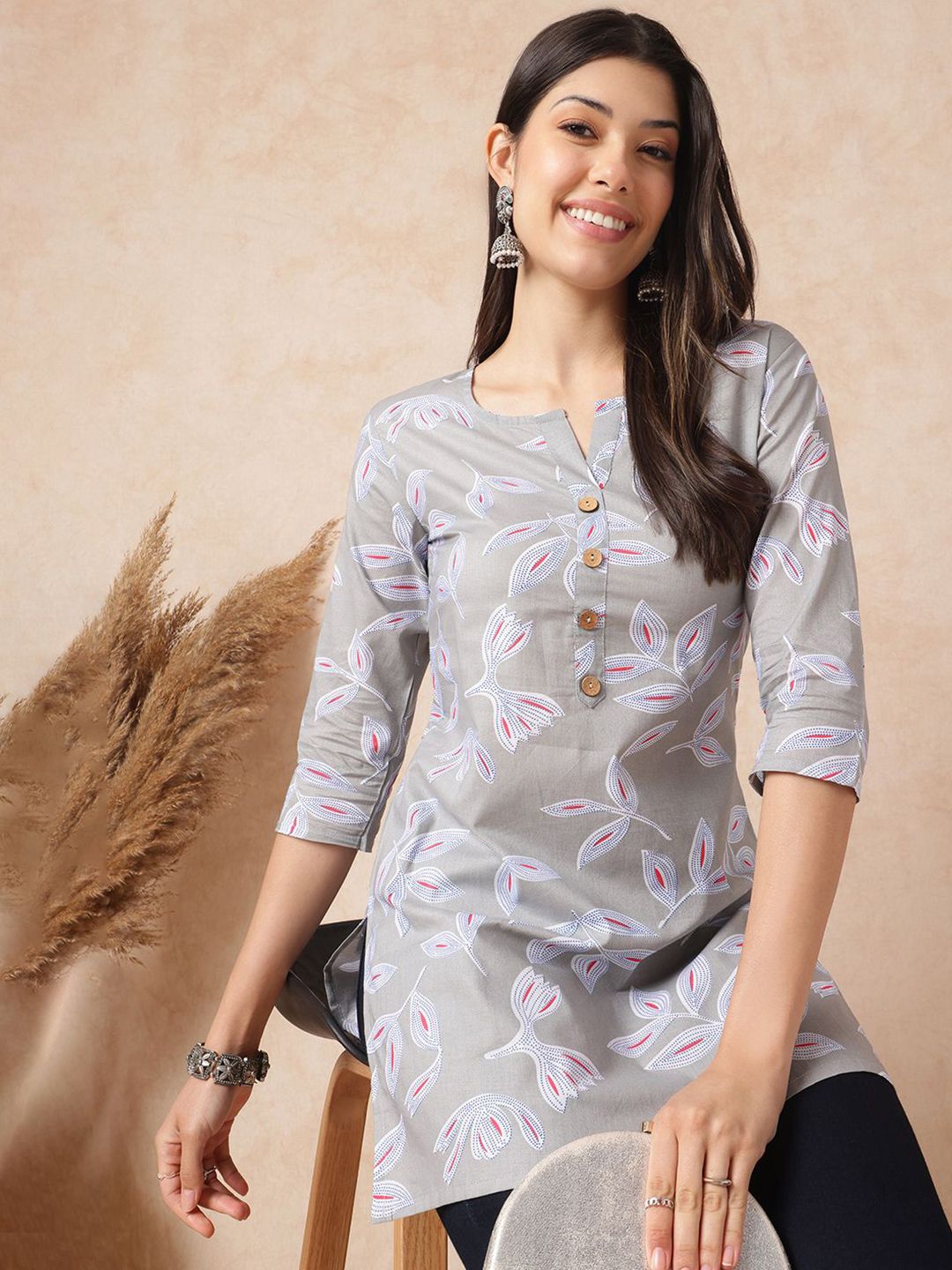 JANAKDULARI CREATION Women Floral Printed Round Neck Cotton Kurtis-picture-23