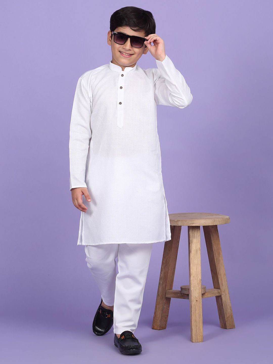 KRAFT INDIA Boys Geometric Woven Design Mandarin Collar Kurta-picture-24