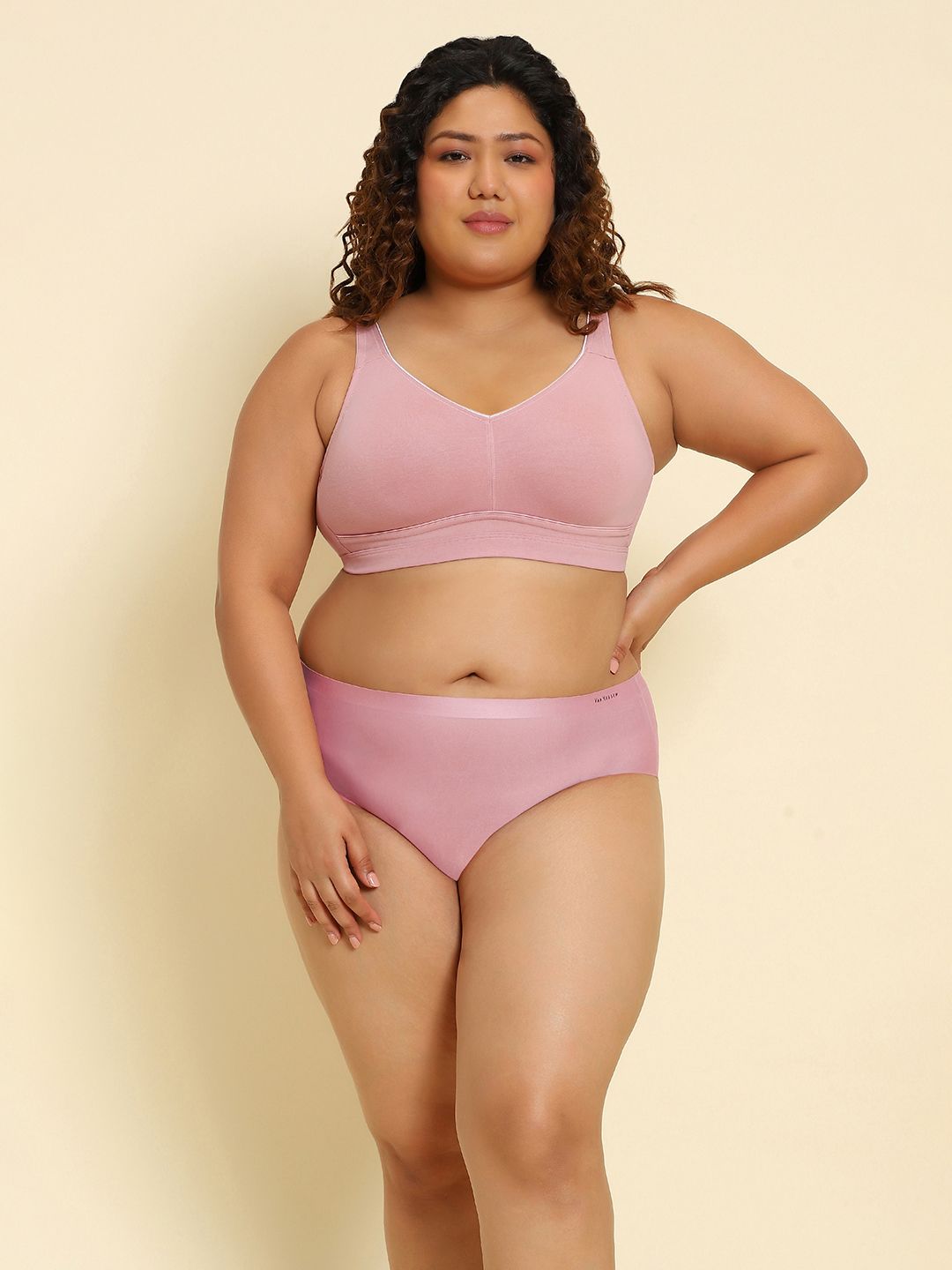 Van Heusen Women Old Rose Solid Plus Size Wireless Minimizer Bra