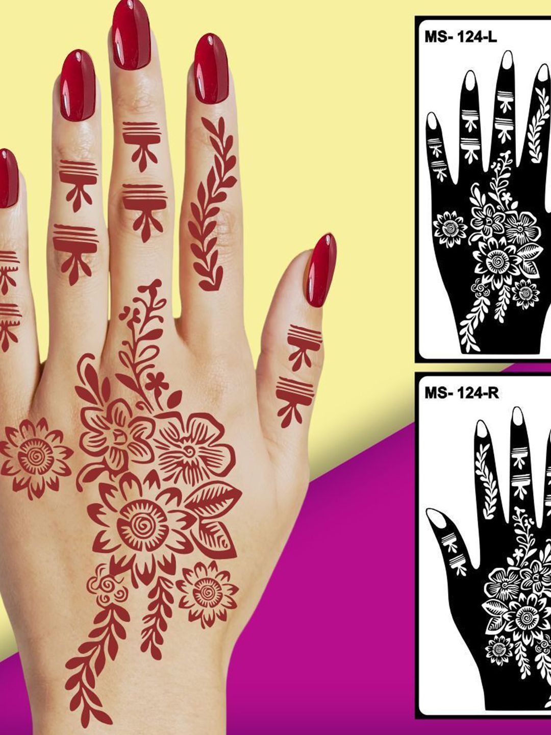 ORDERSHOCK Set Of 2 Mehndi Stencils-picture-41